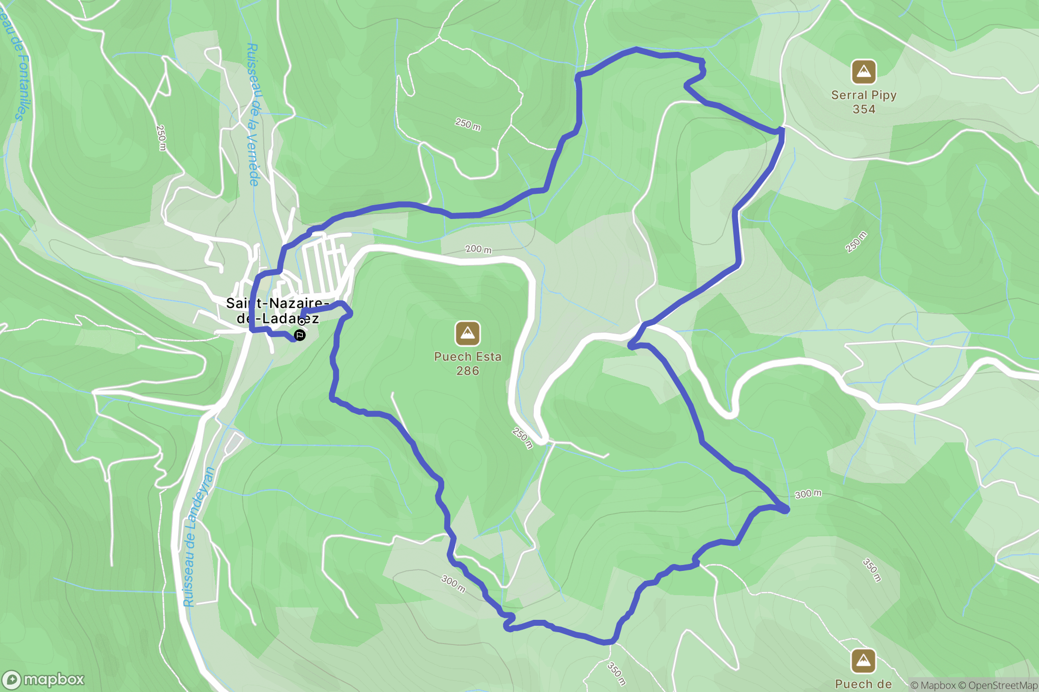 Saint-Nazaire-de-Ladarez : carte du parcours de randonnée - France