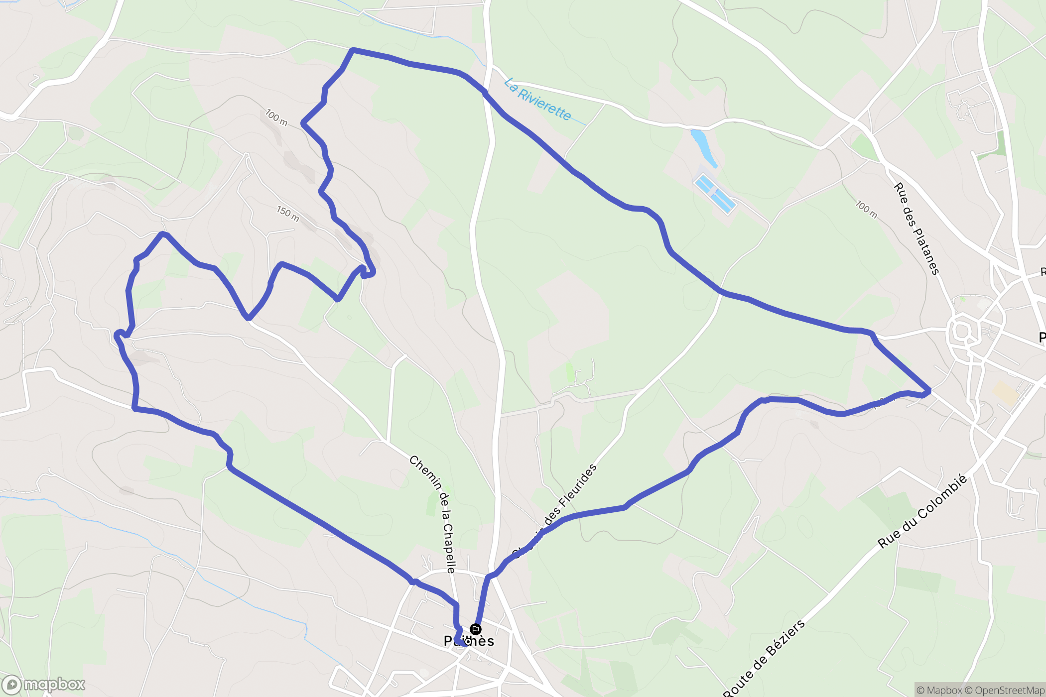 Pailhes : carte du parcours de randonnée - France