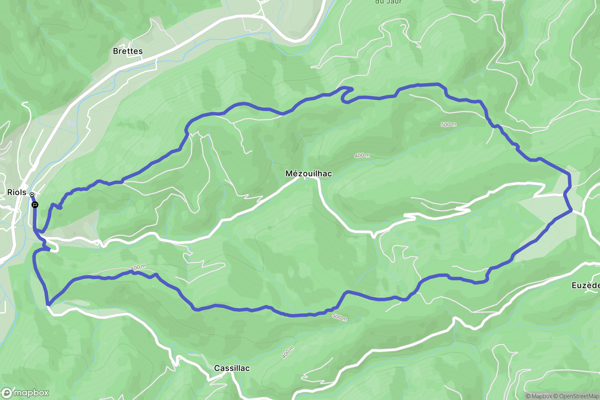 Riols : carte du parcours de randonnée - France