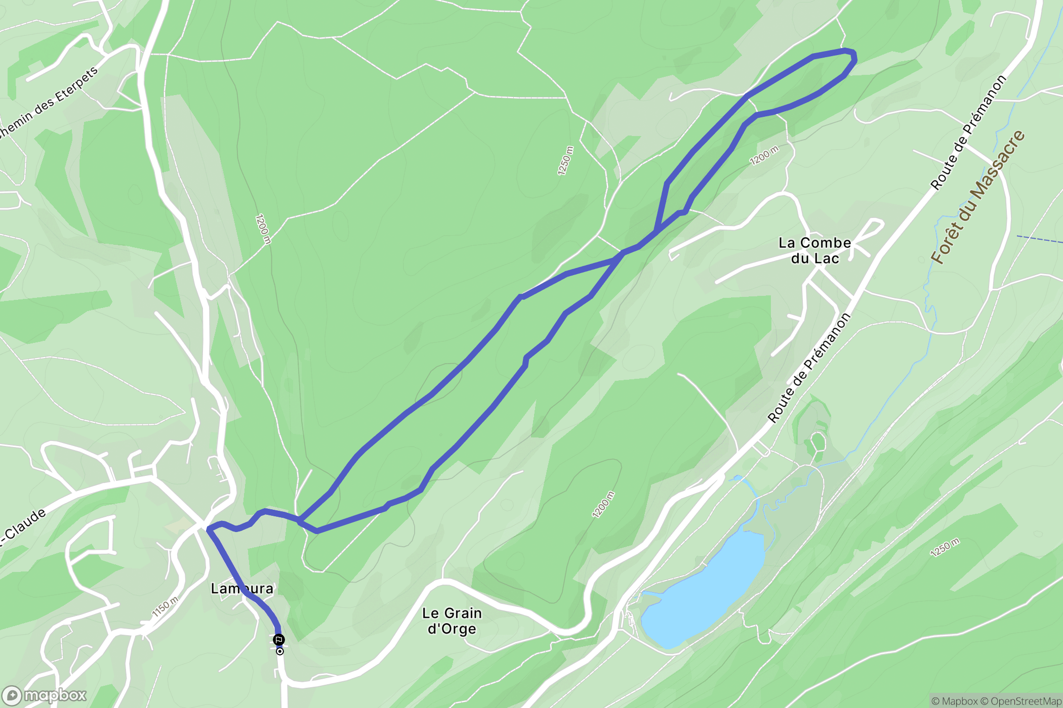 Lamoura : carte du parcours de randonnée - France