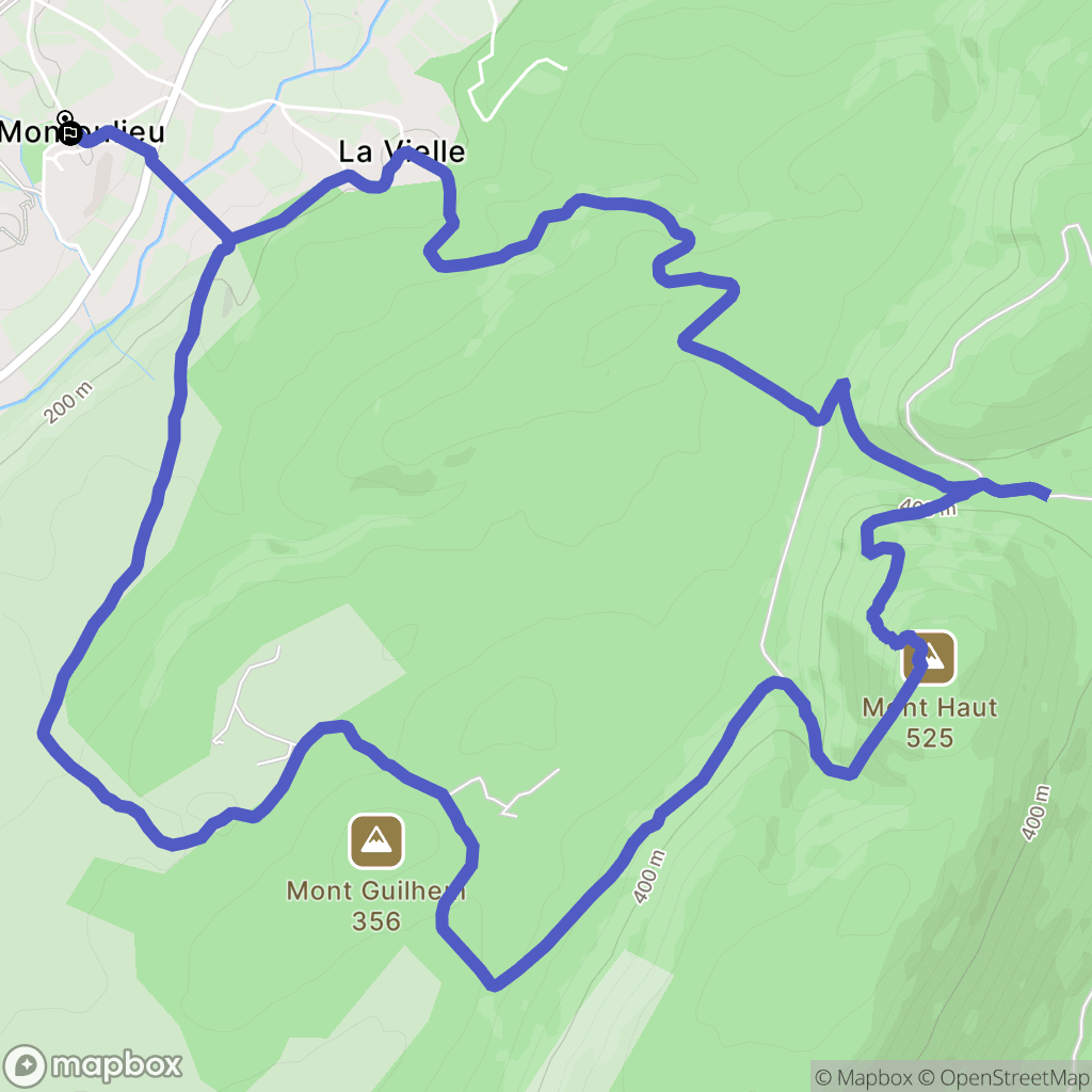 Montoulieu : carte du parcours de randonnée - France