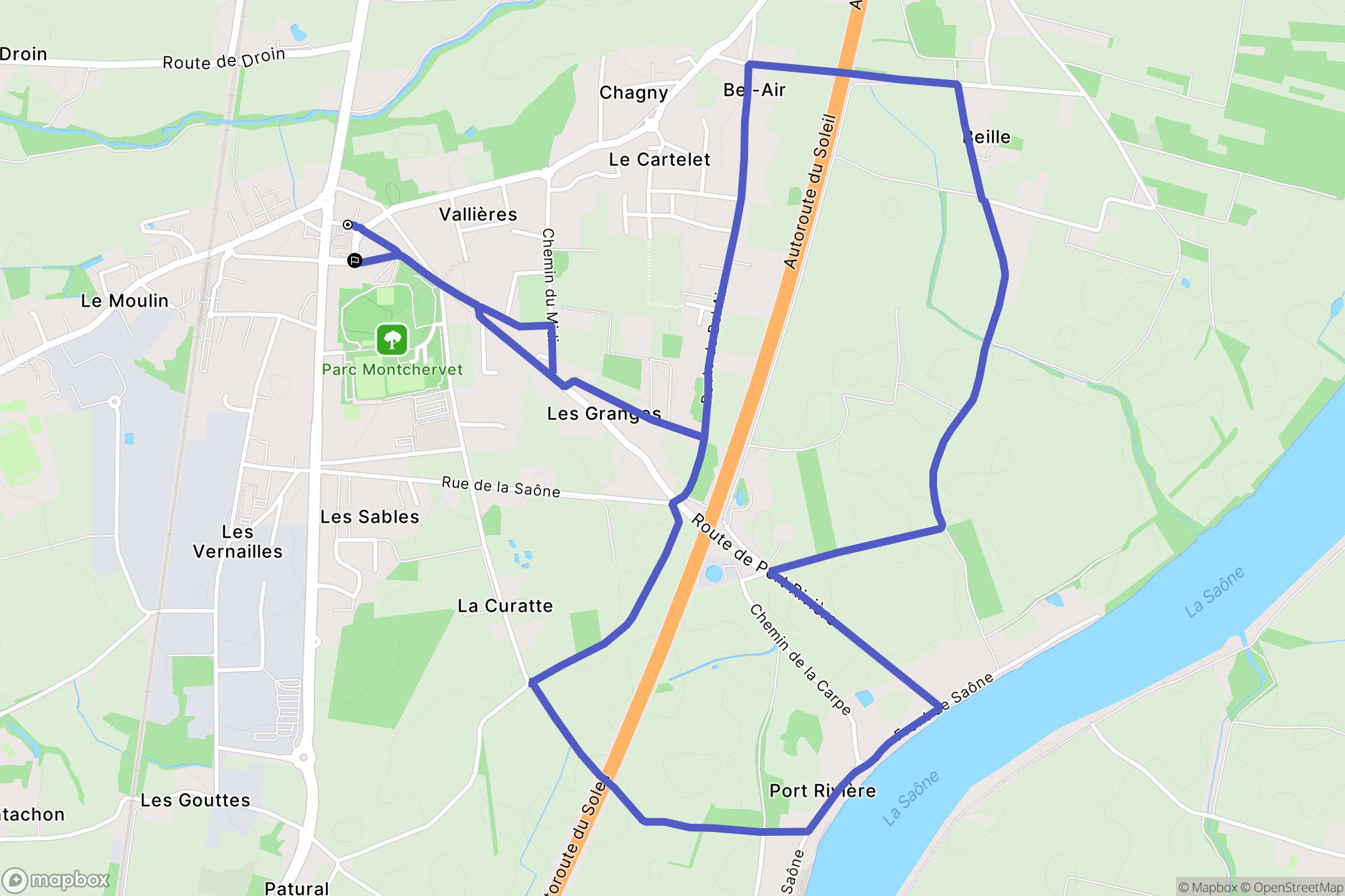 Saint-Georges-de-Reneins : carte du parcours de randonnée - France