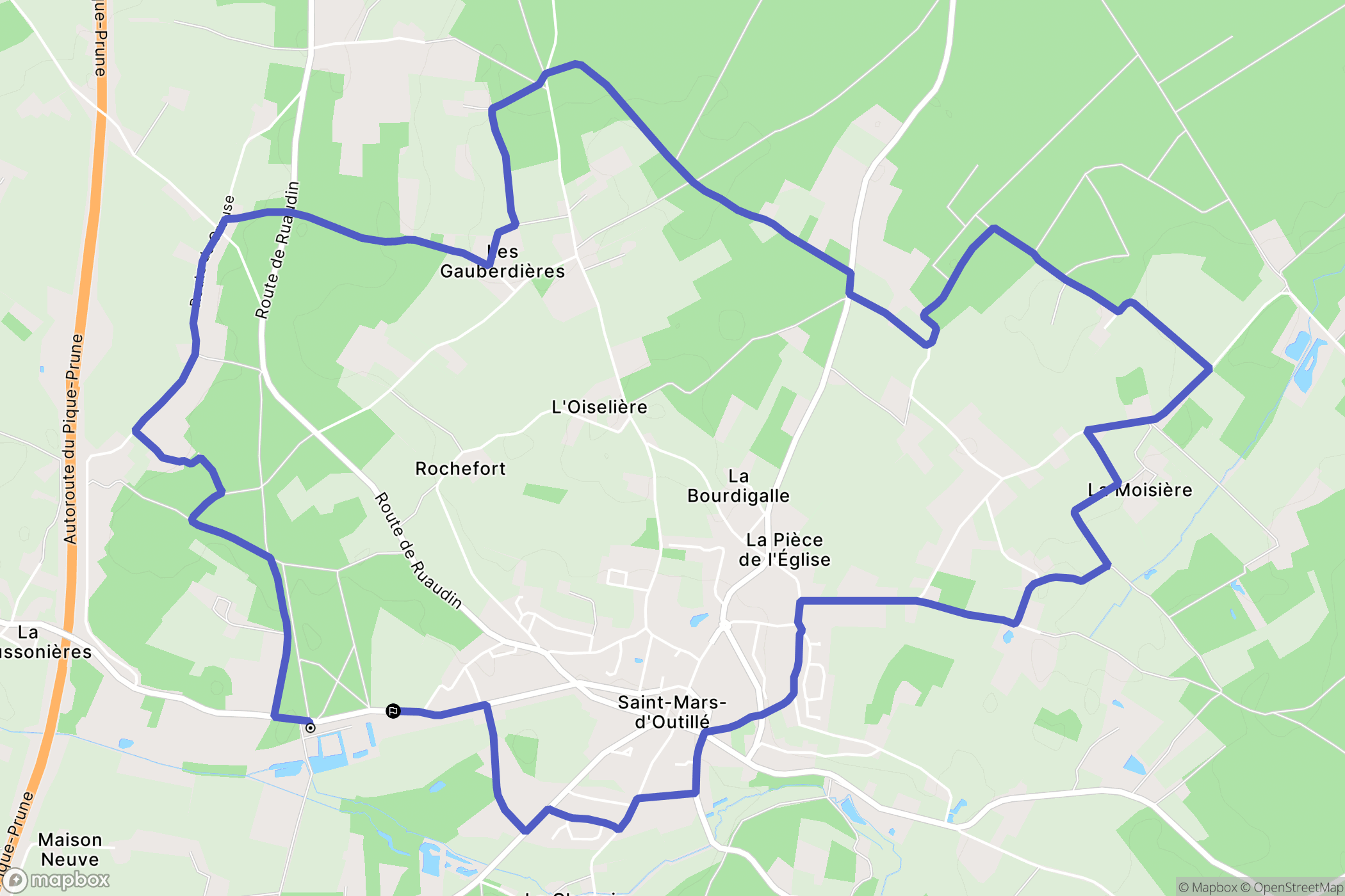 Saint-Mars-d'Outillé : carte du parcours de randonnée - France