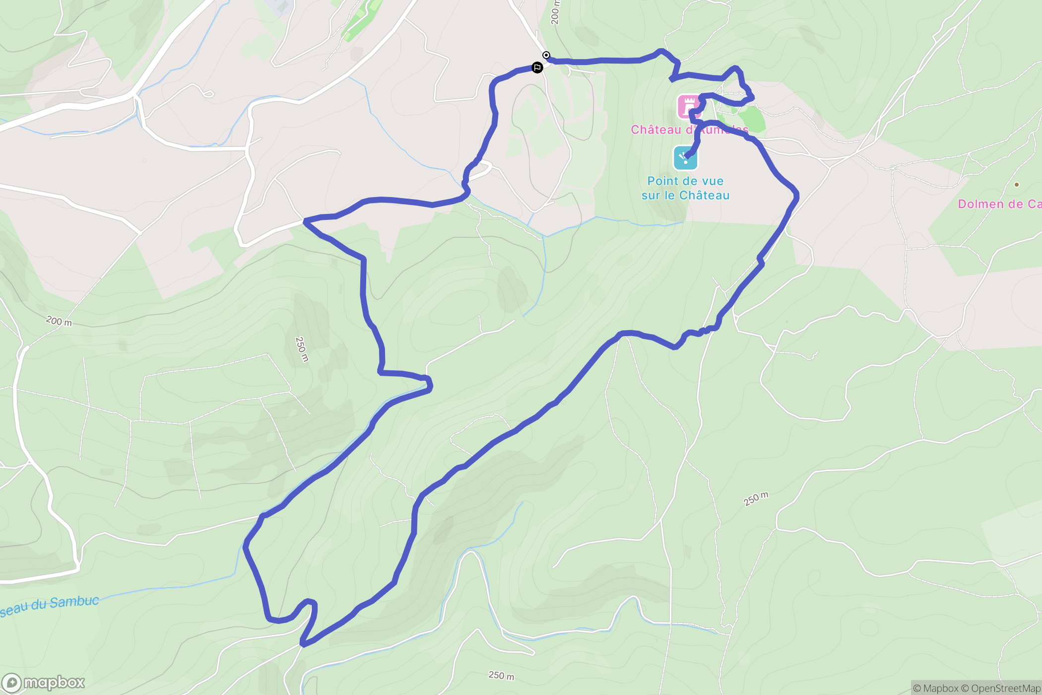 Aumelas : carte du parcours de randonnée - France