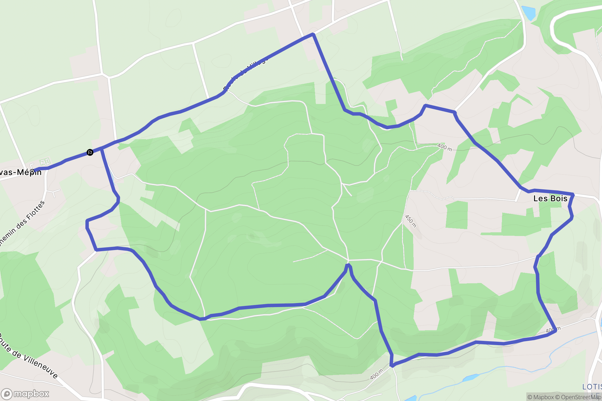 Savas-Mépin : carte du parcours de randonnée - France