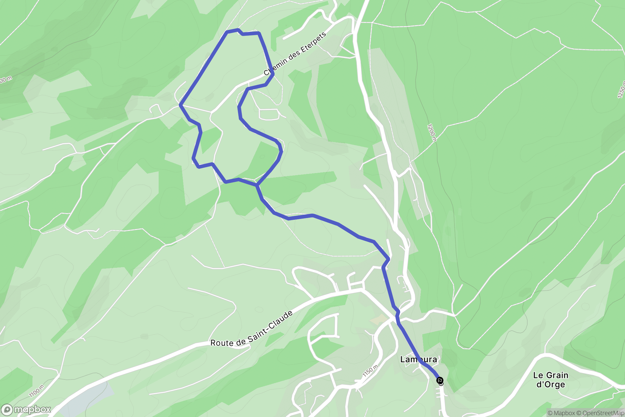 Lamoura : carte du parcours de randonnée - France