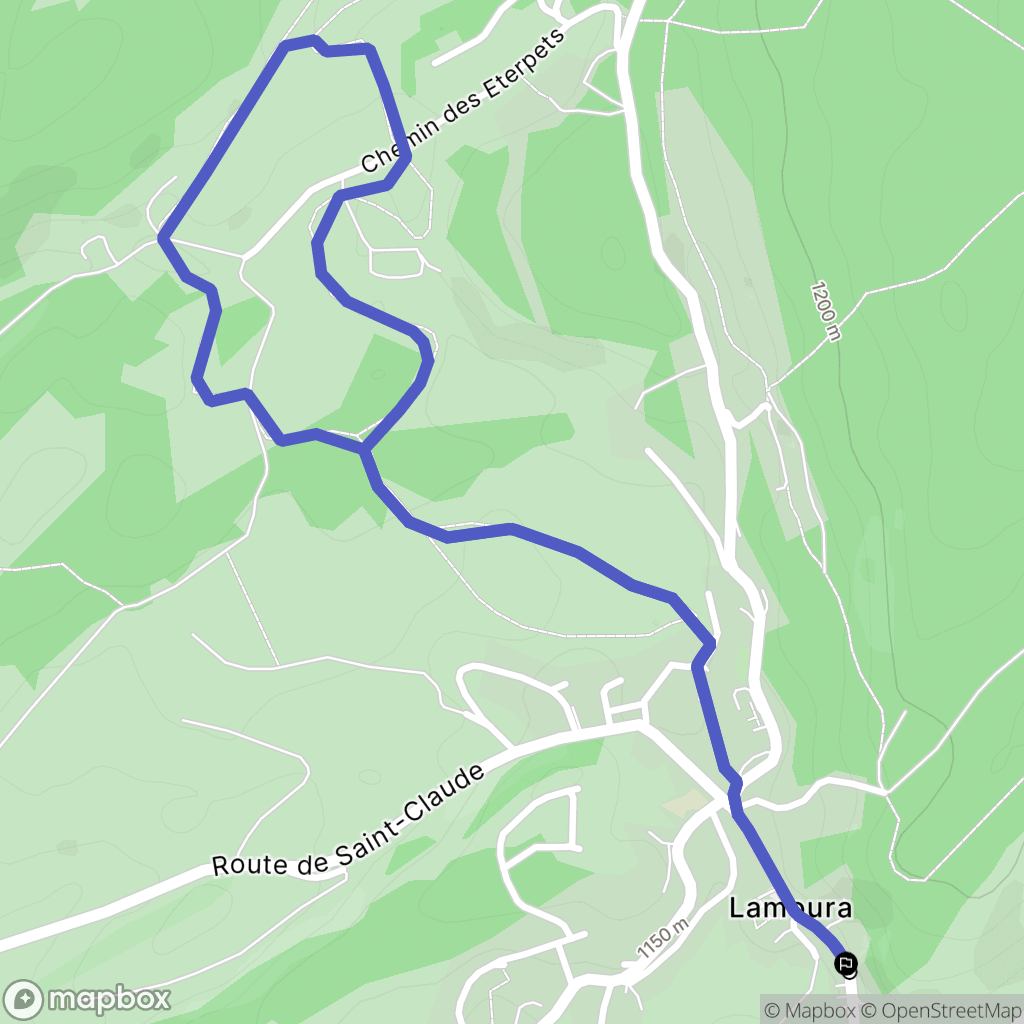 Lamoura : carte du parcours de randonnée - France
