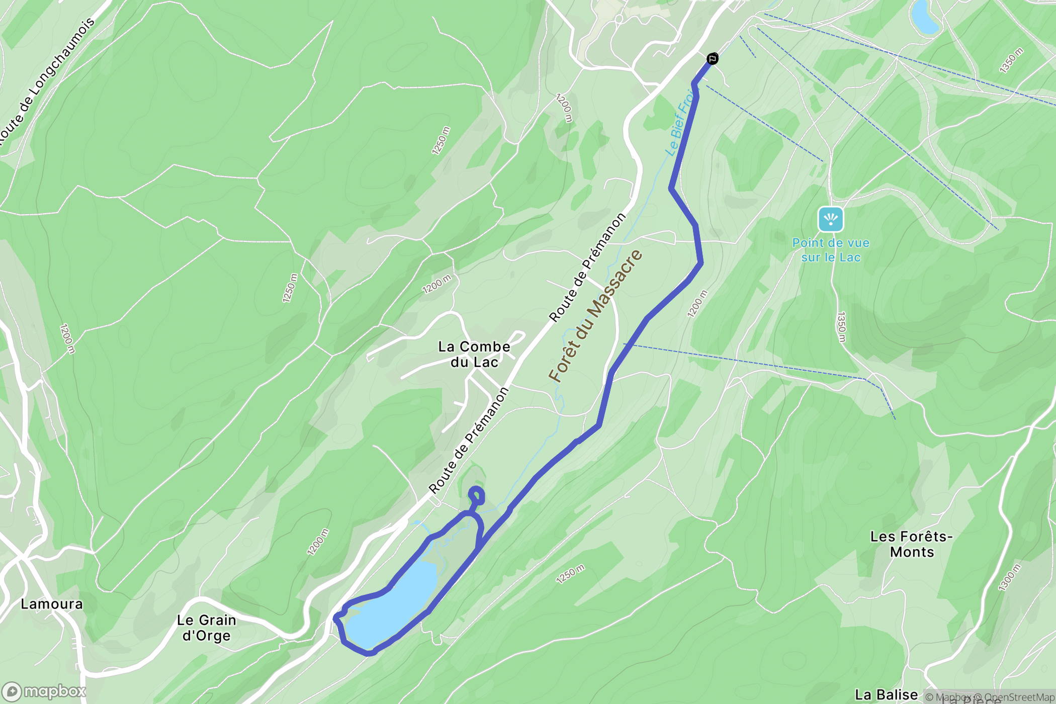 Lamoura : carte du parcours de randonnée - France