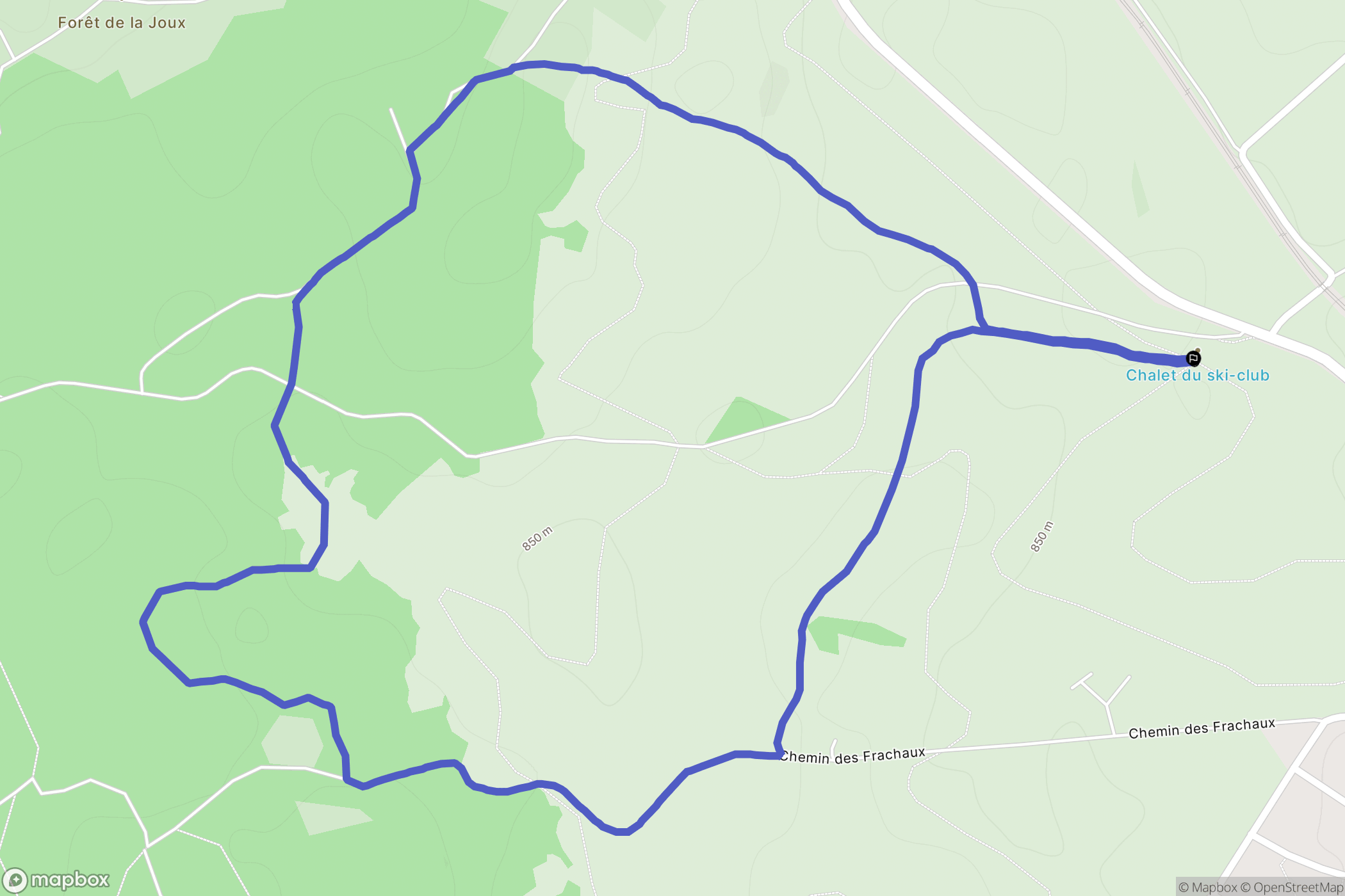 Frasne : carte du parcours de randonnée - France
