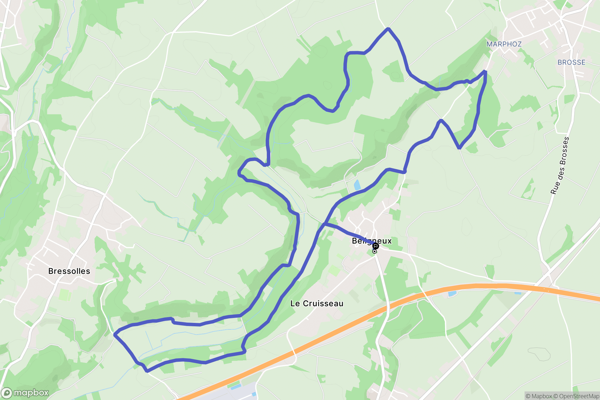 Béligneux : carte du parcours de randonnée - France