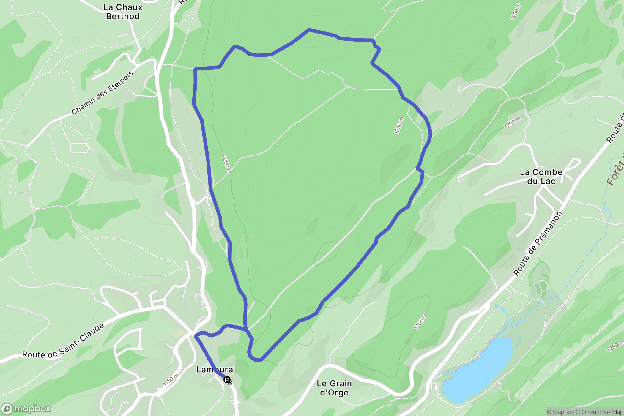 Lamoura : carte du parcours de randonnée - France