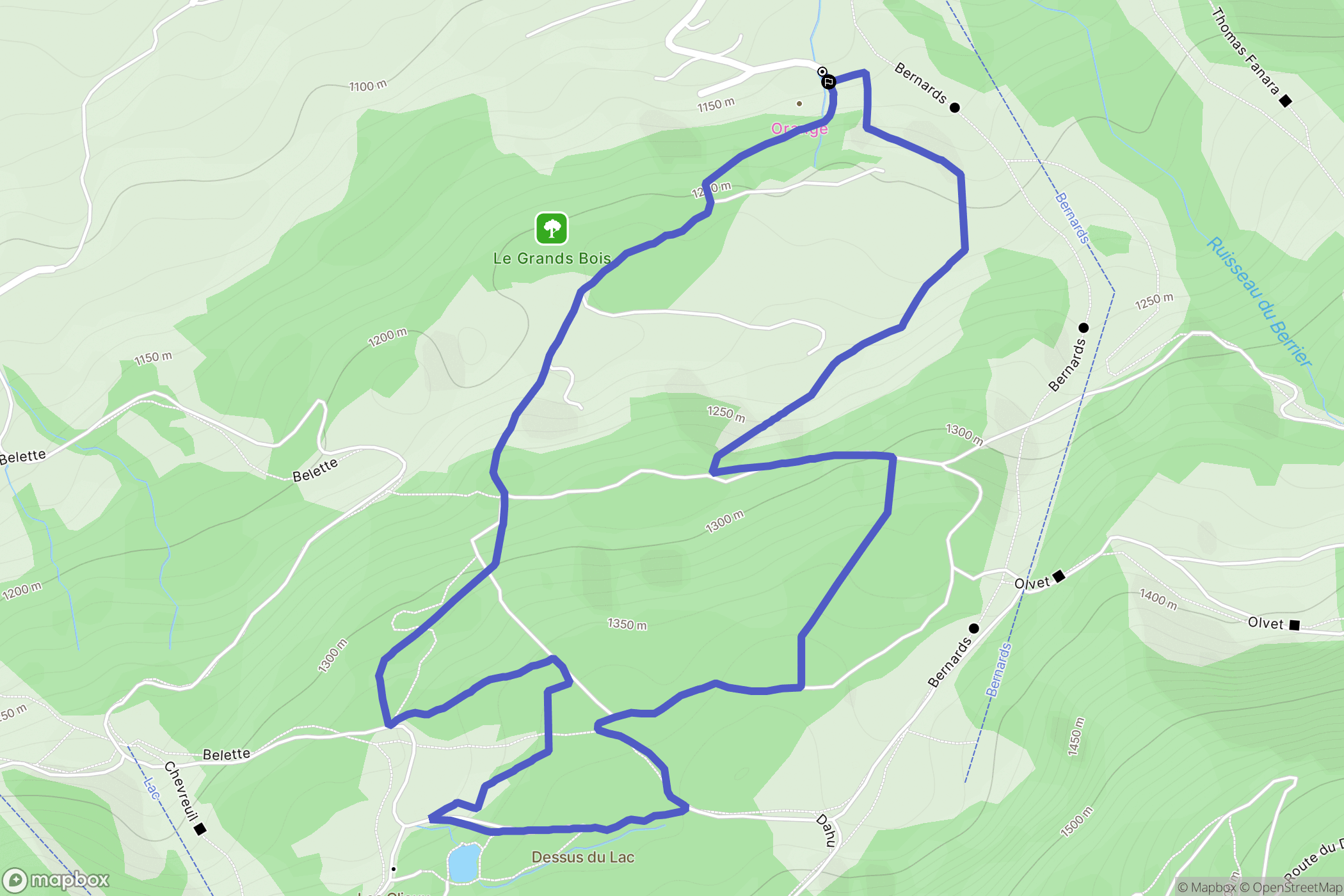Praz-sur-Arly : carte du parcours de randonnée - France