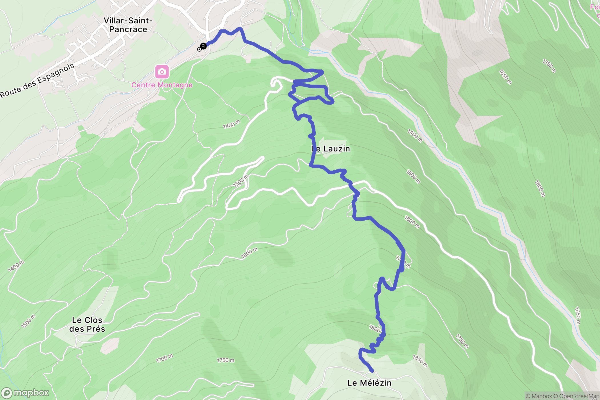 Villar-Saint-Pancrace : carte du parcours de randonnée - France
