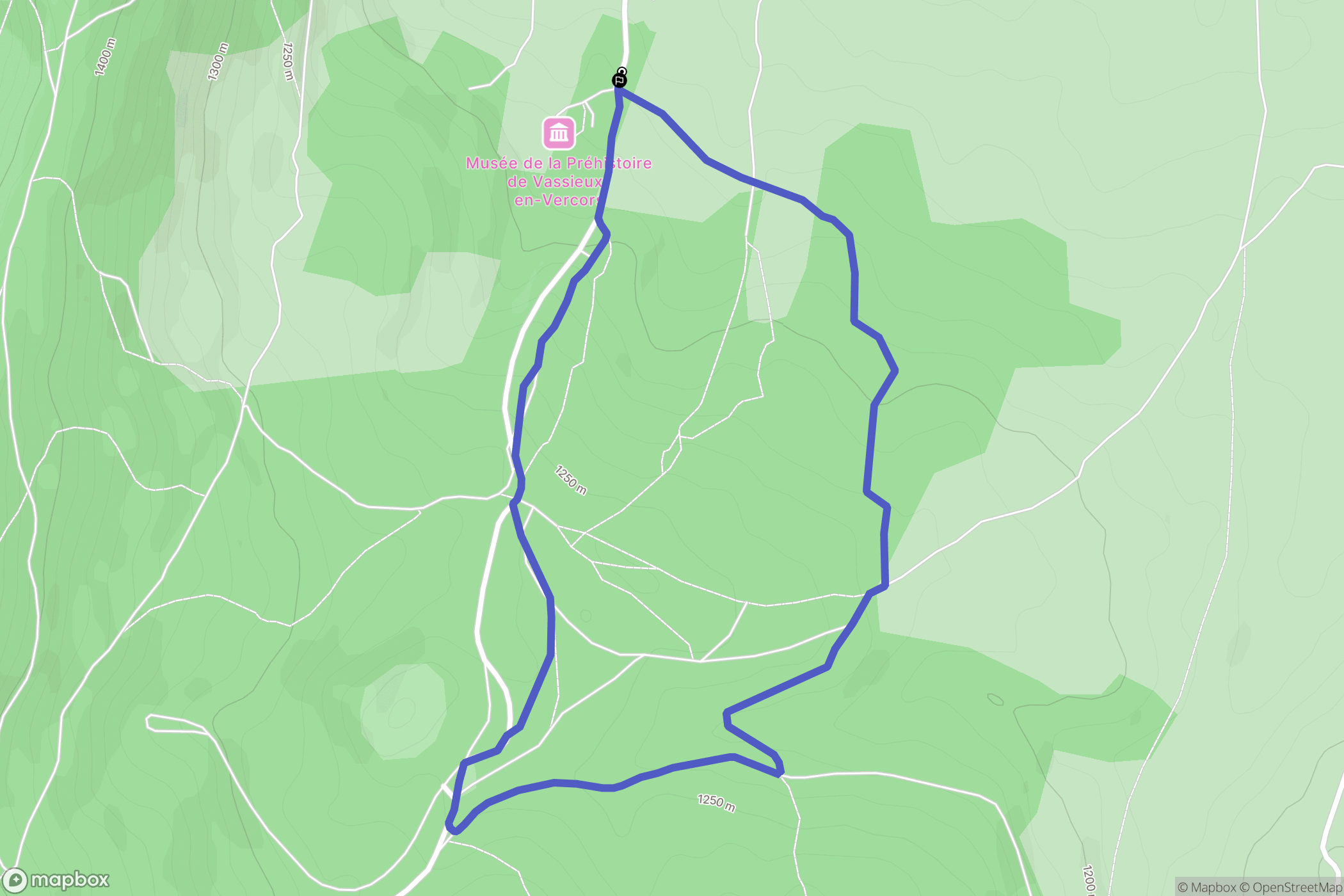 Vassieux-en-Vercors : carte du parcours de randonnée - France