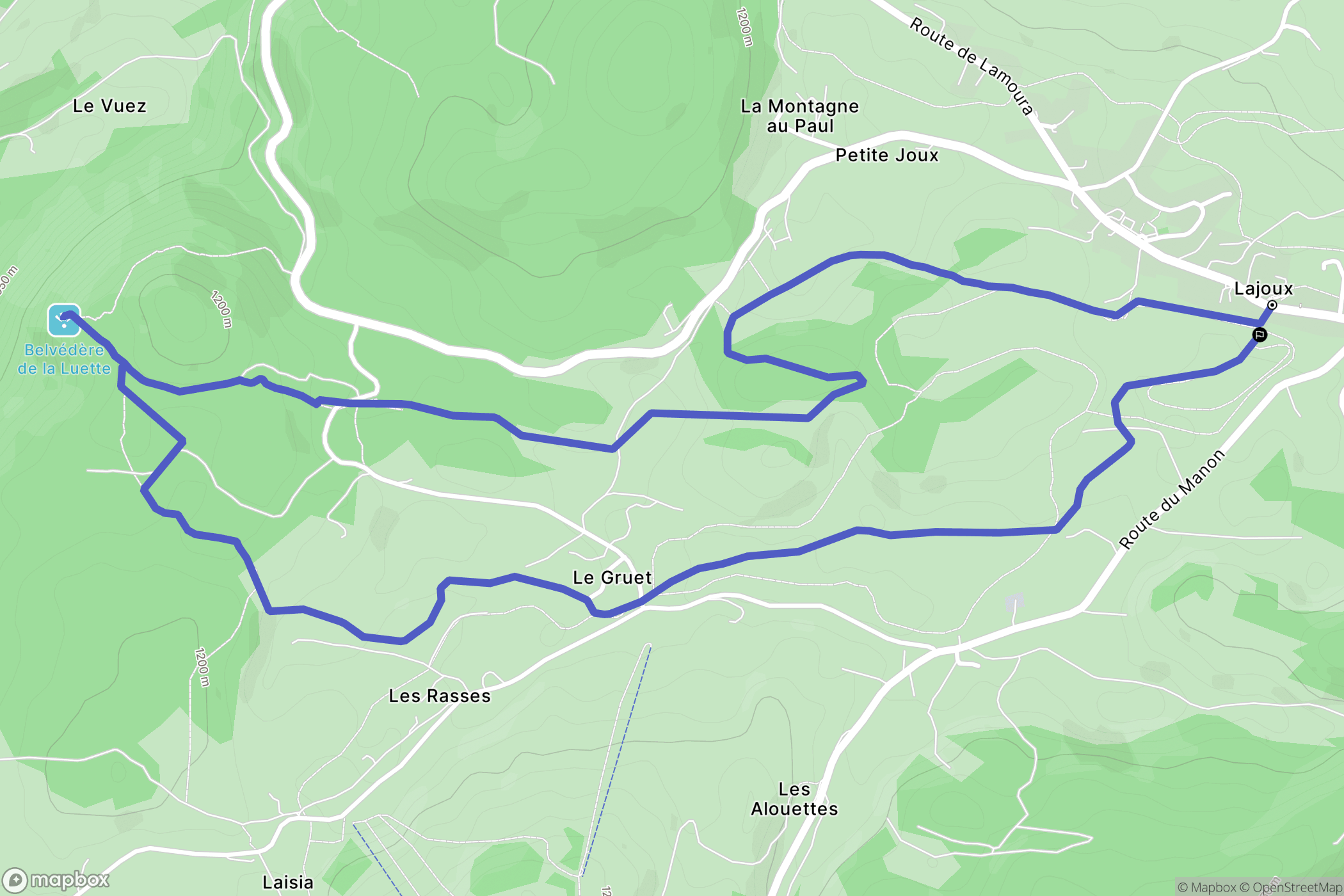 Lajoux : carte du parcours de randonnée - France