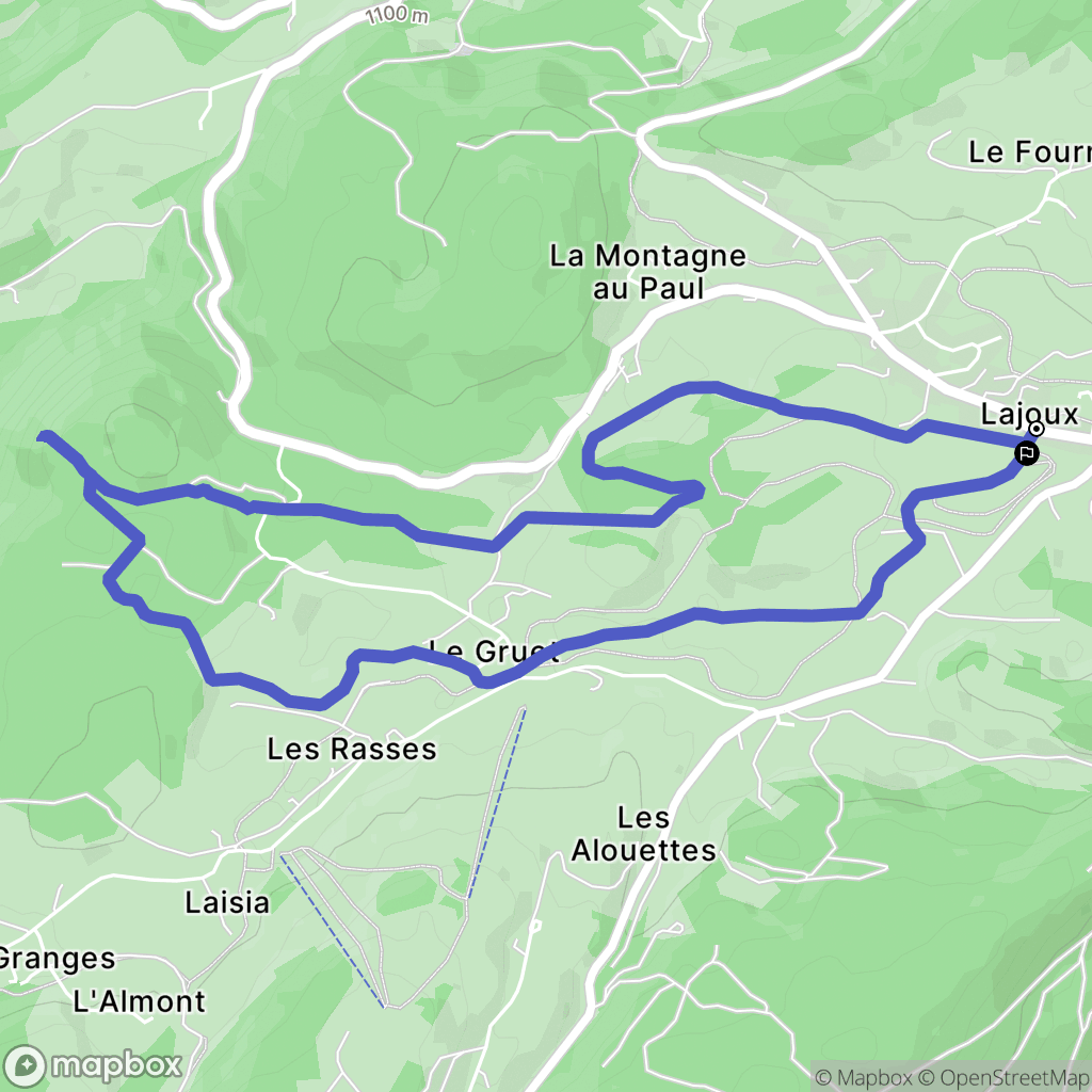 Lajoux : carte du parcours de randonnée - France