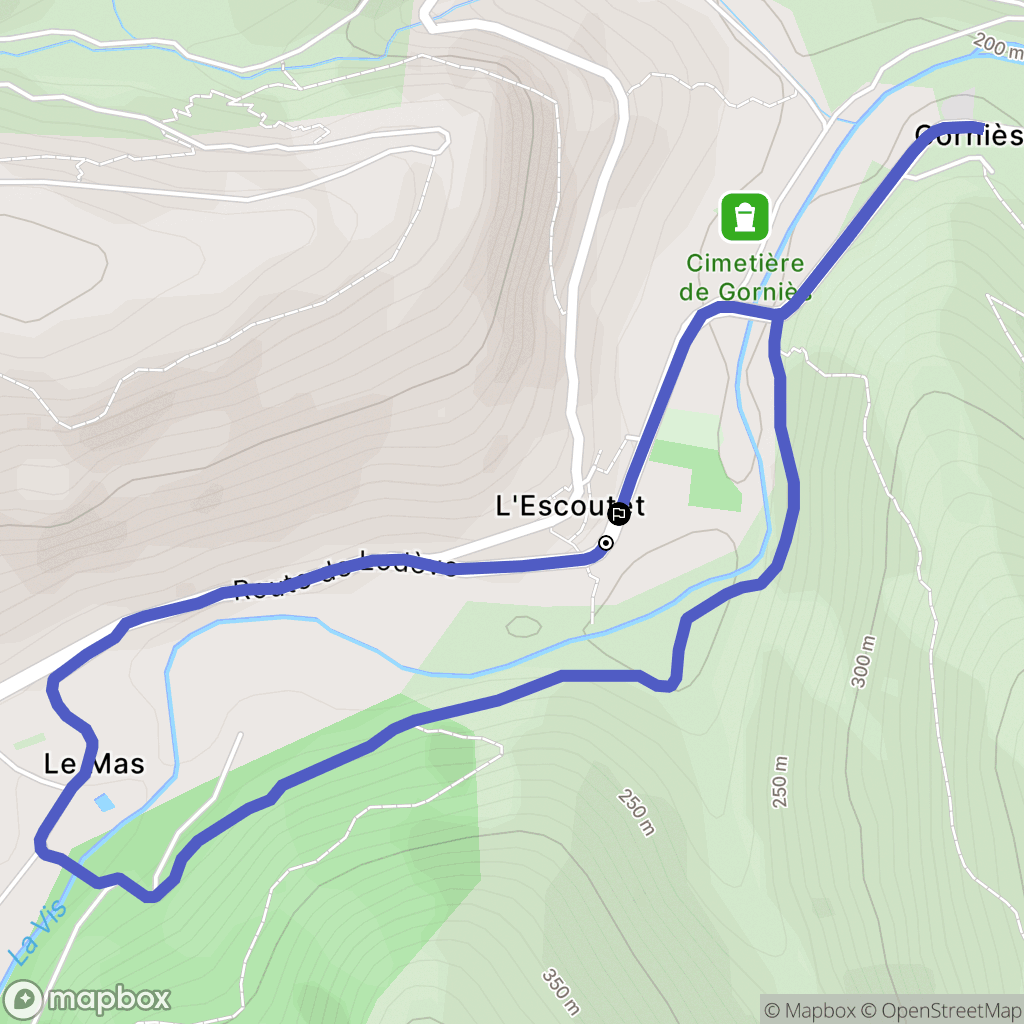 Gorniès : carte du parcours de randonnée - France