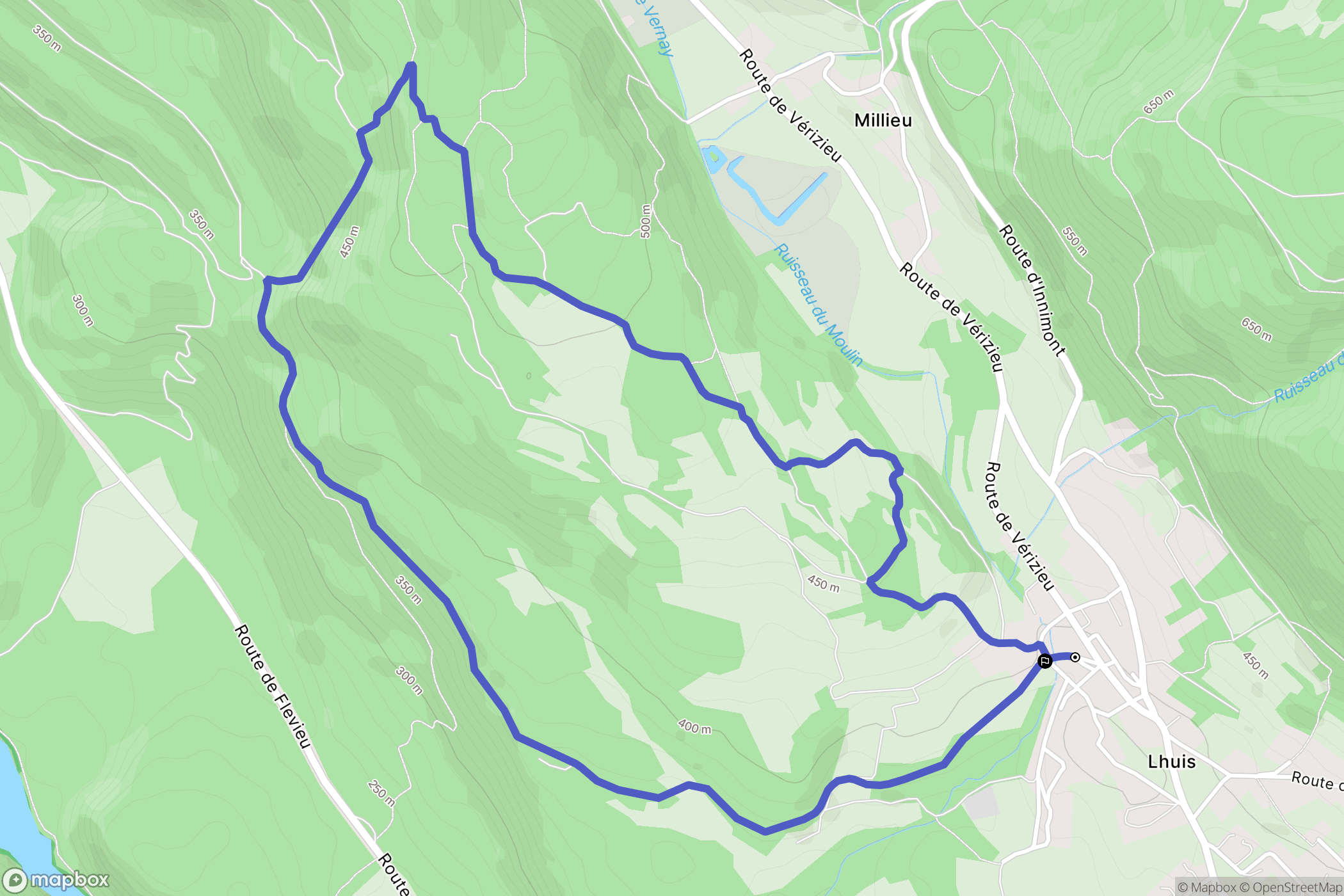 Lhuis : carte du parcours de randonnée - France