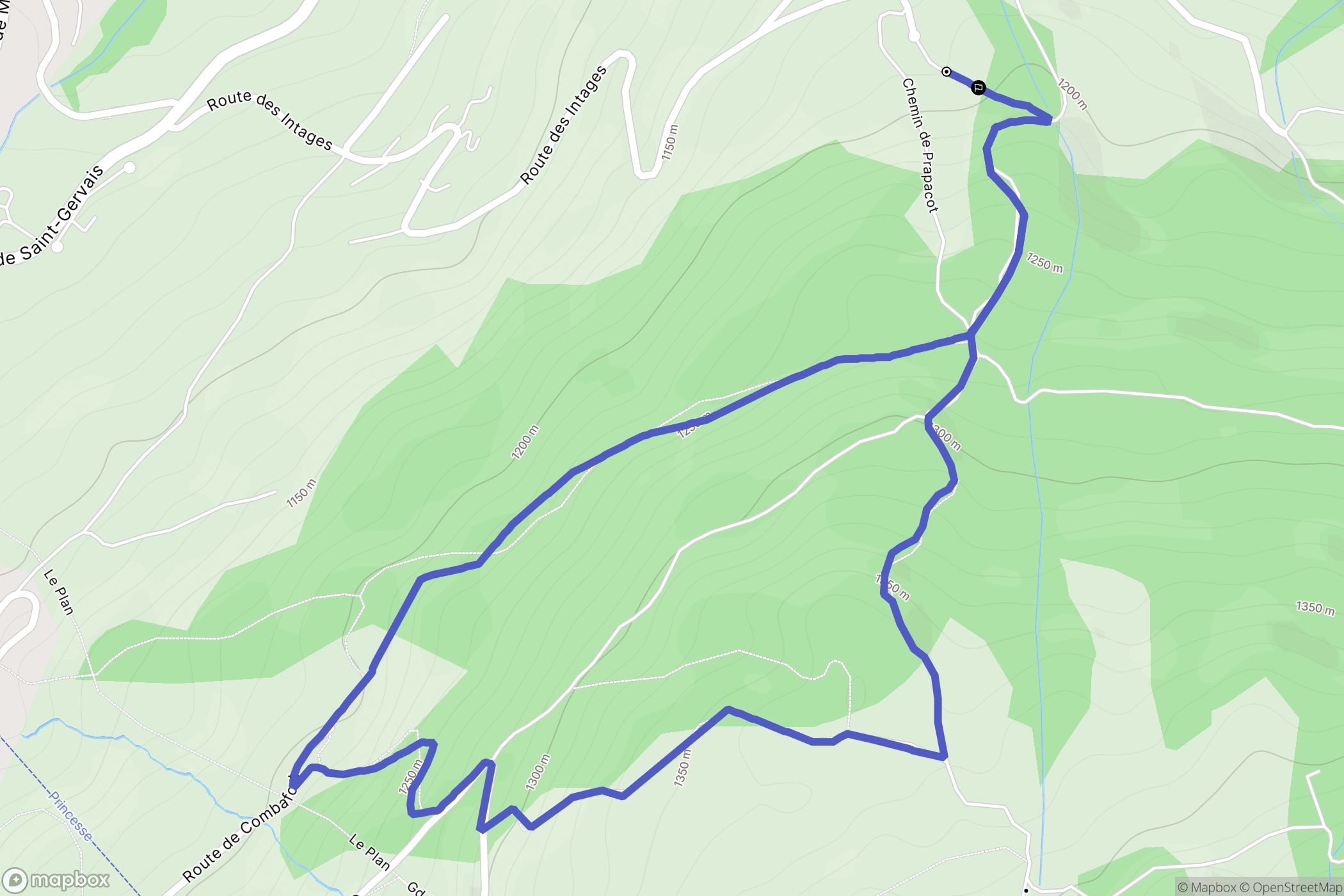 Combloux : carte du parcours de randonnée - France
