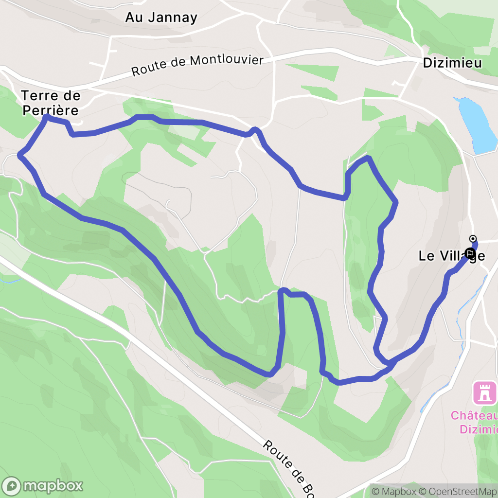 Dizimieu : carte du parcours de randonnée - France
