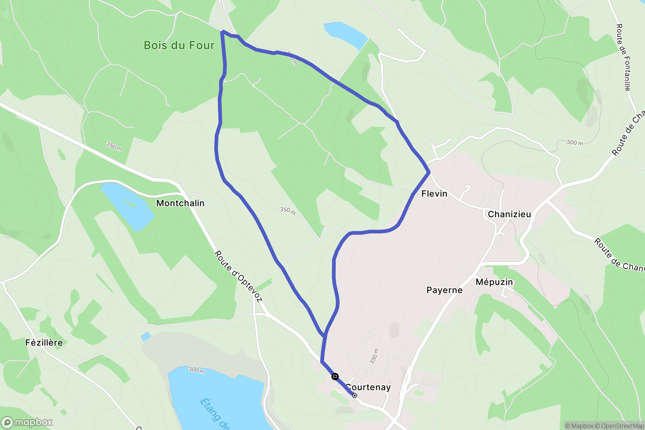 Courtenay : carte du parcours de randonnée - France