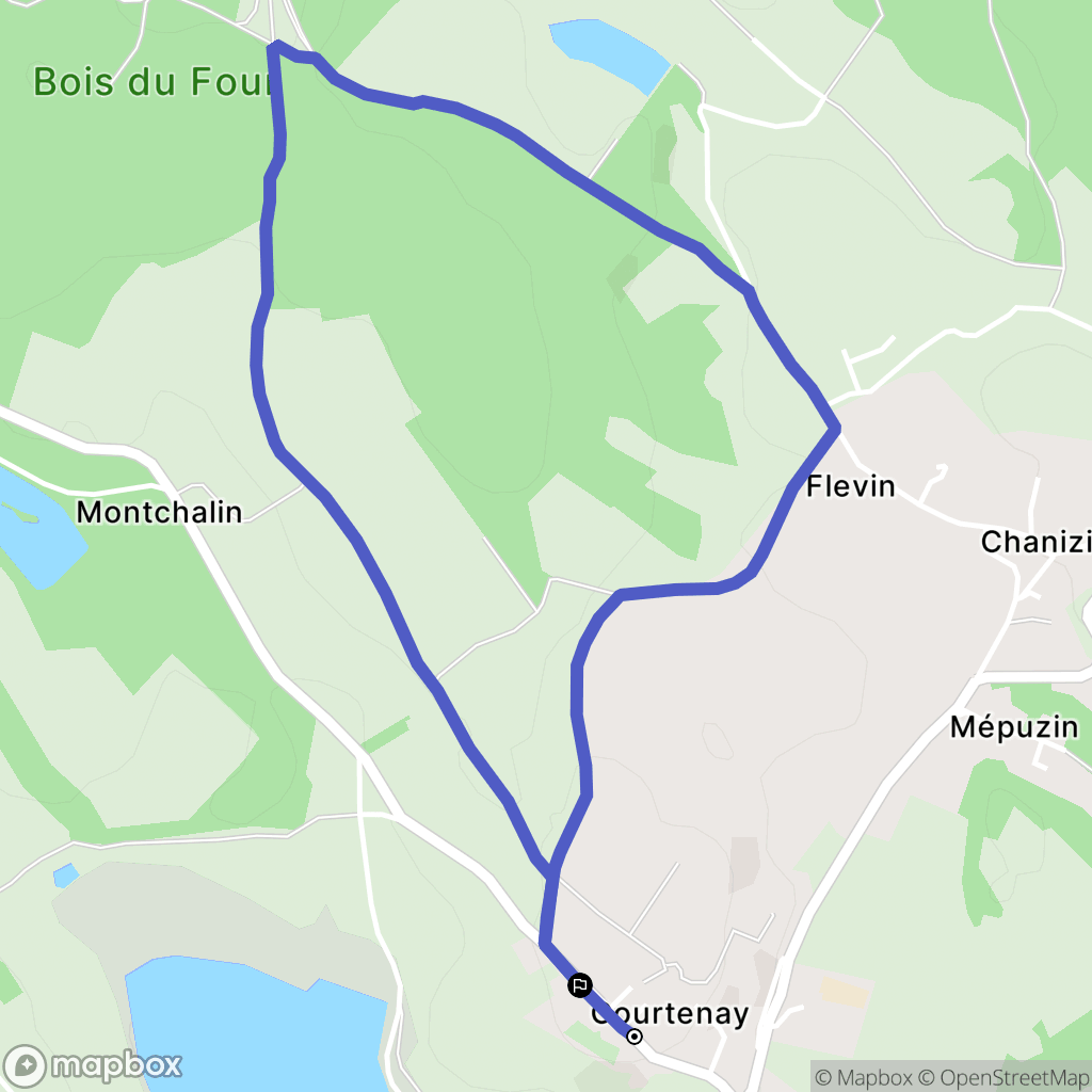 Courtenay : carte du parcours de randonnée - France