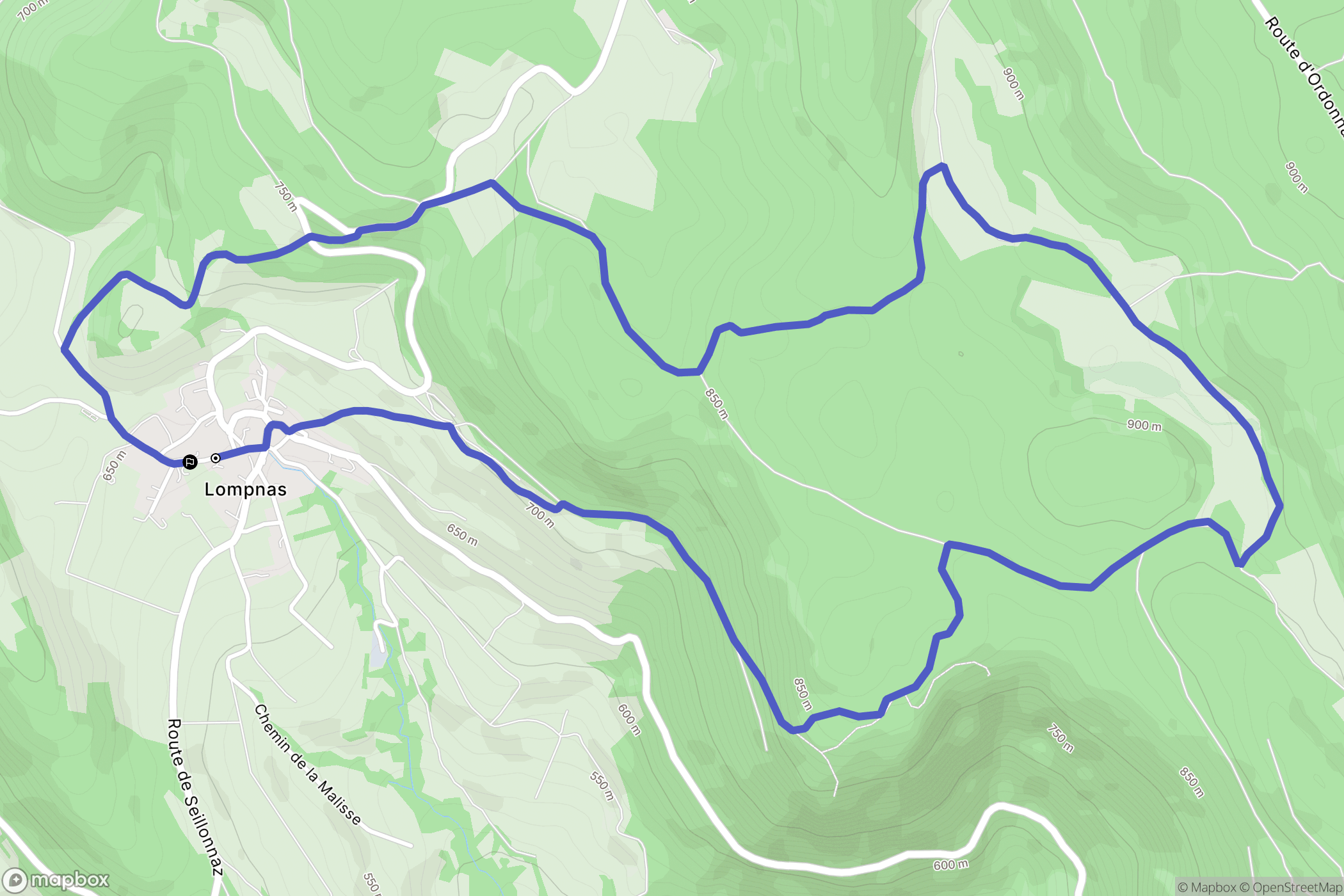 Lompnas : carte du parcours de randonnée - France