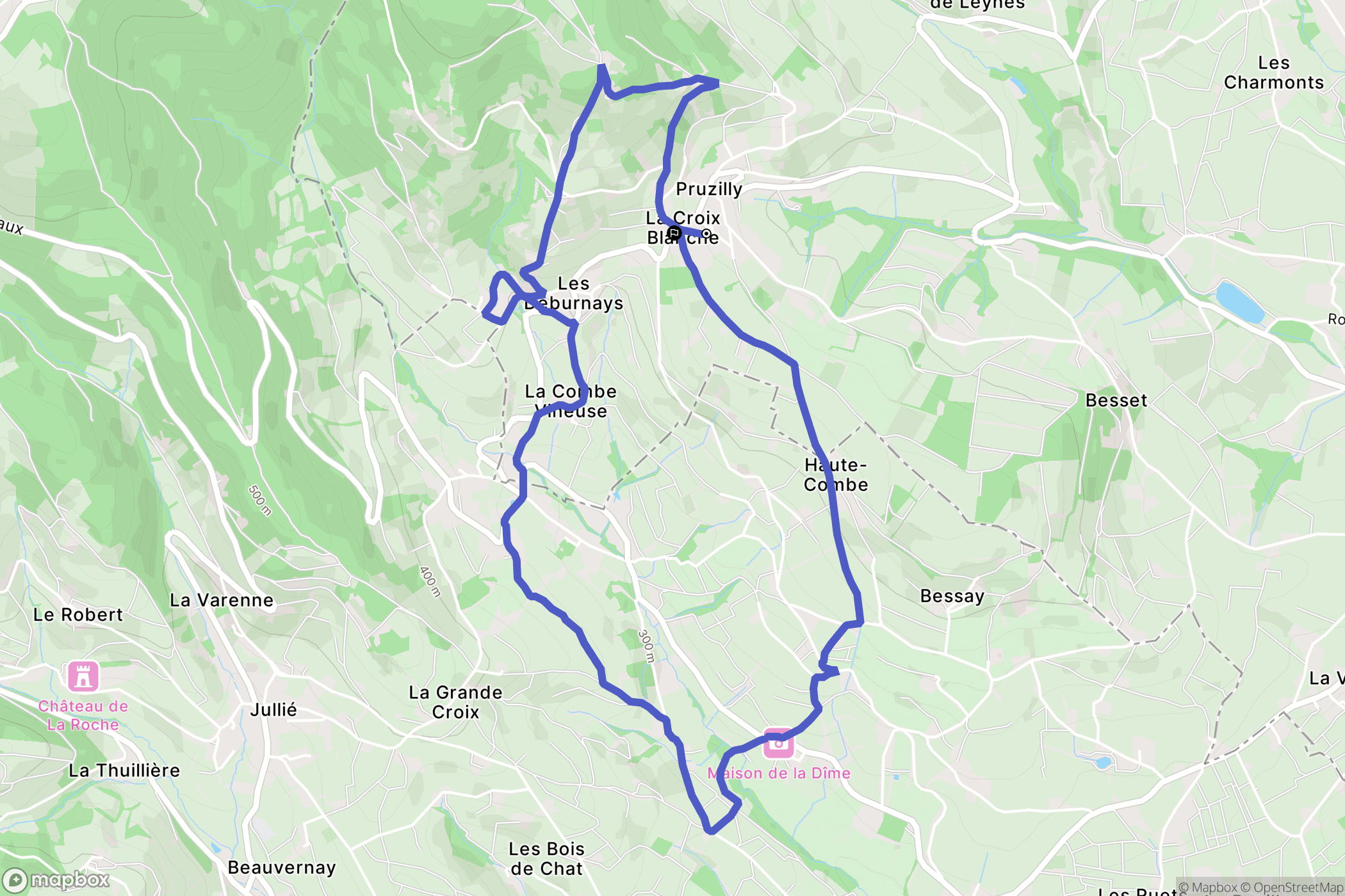 Pruzilly : carte du parcours de randonnée - France