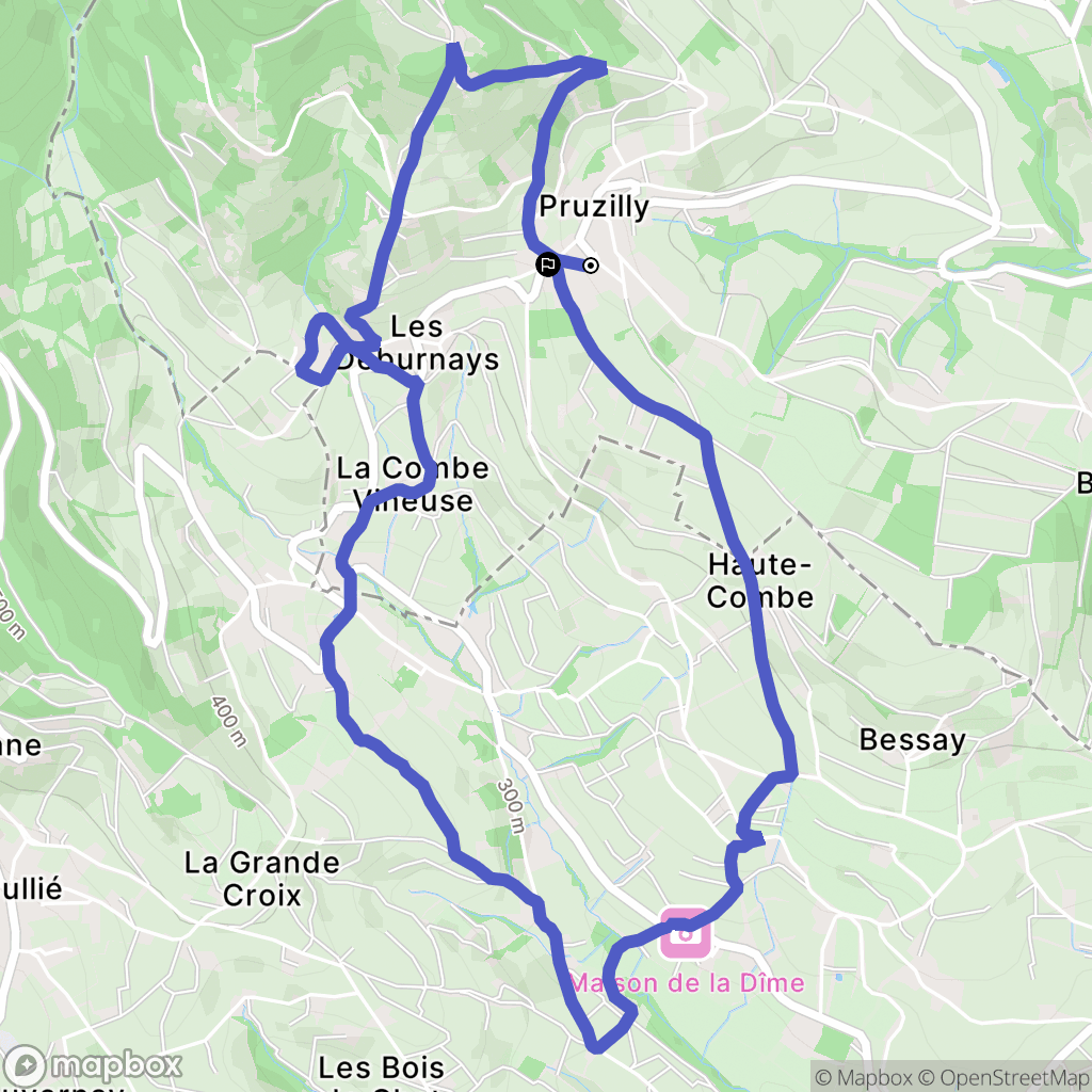 Pruzilly : carte du parcours de randonnée - France