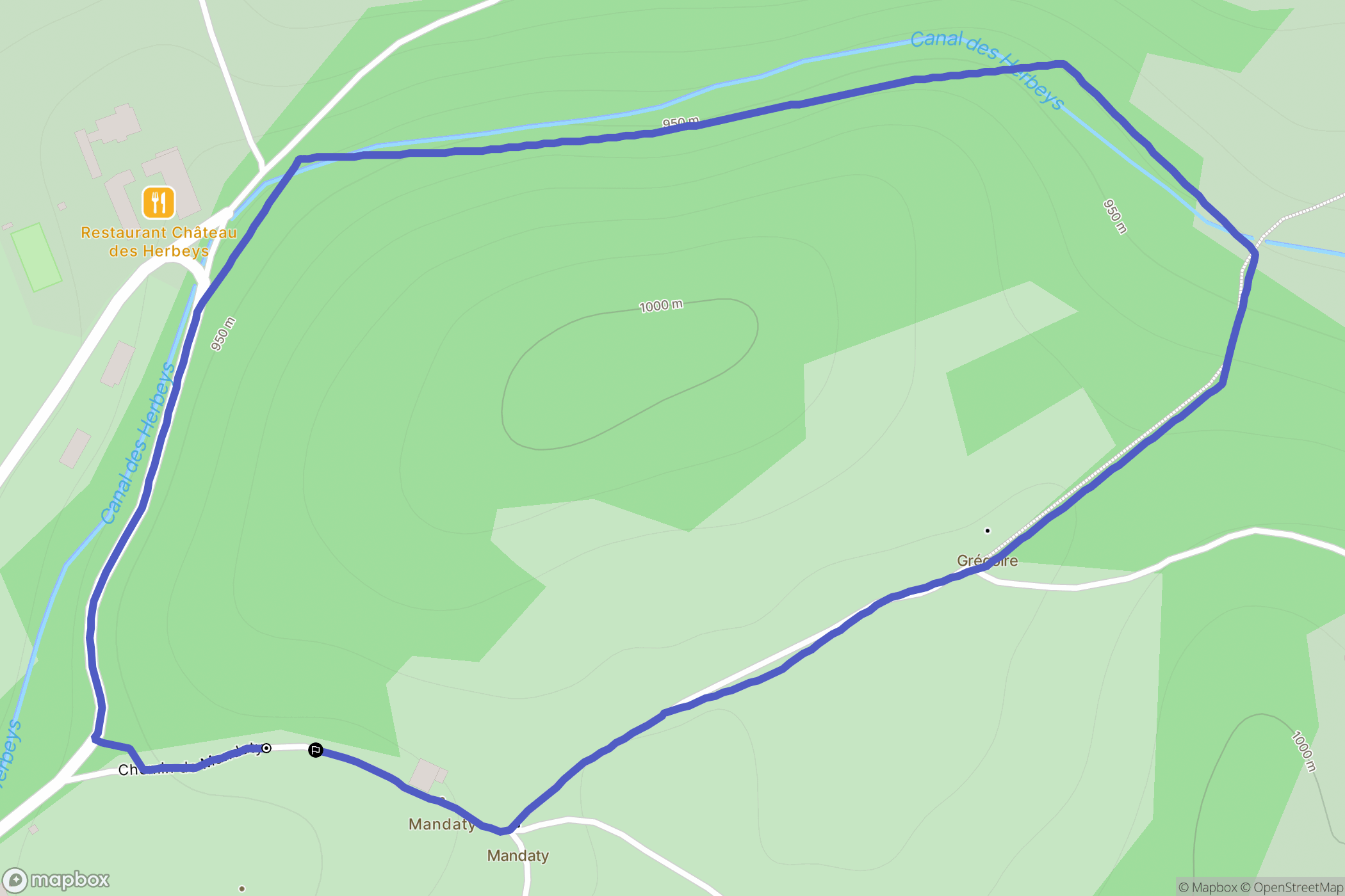 Aubessagne : carte du parcours de randonnée - France