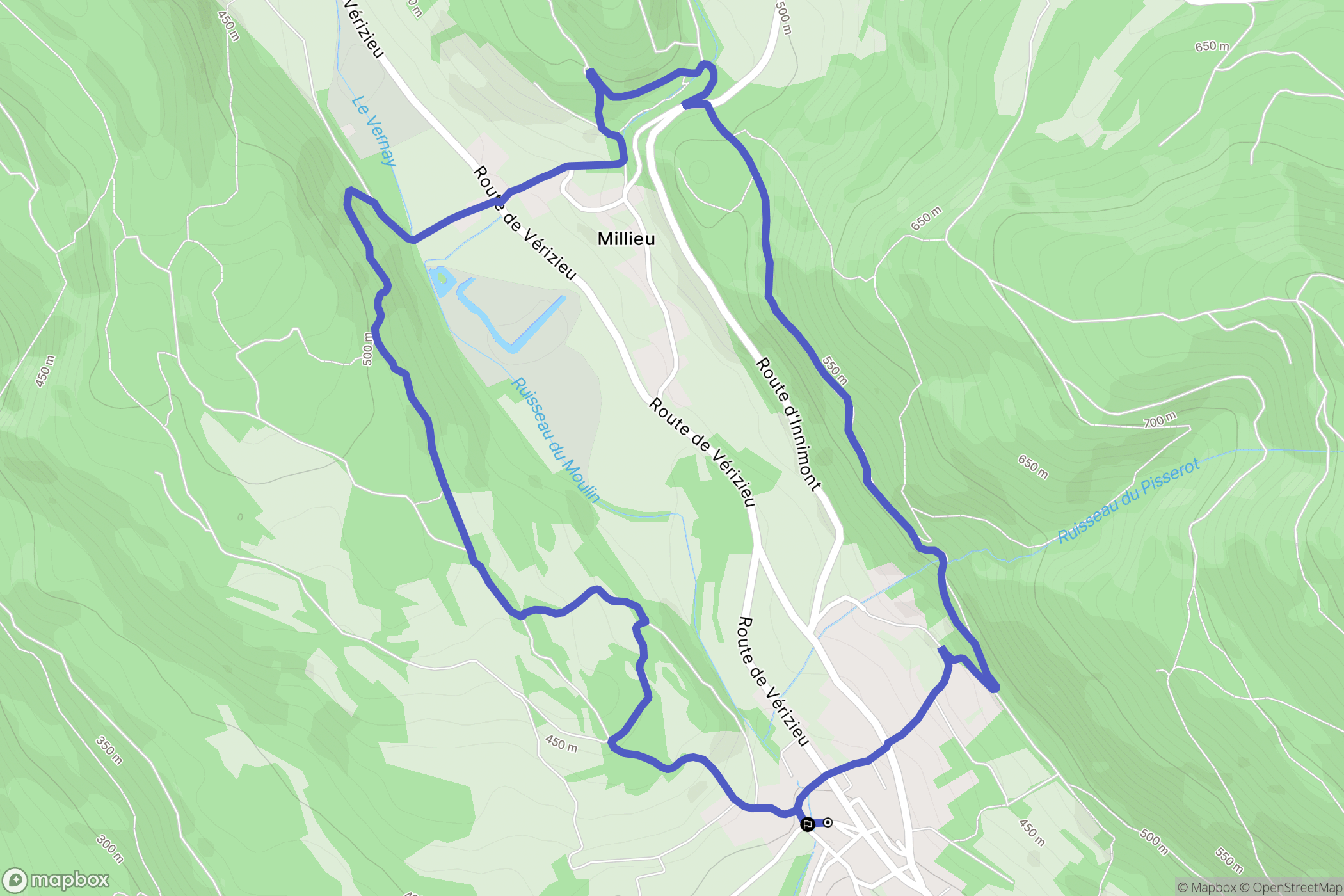 Lhuis : carte du parcours de randonnée - France