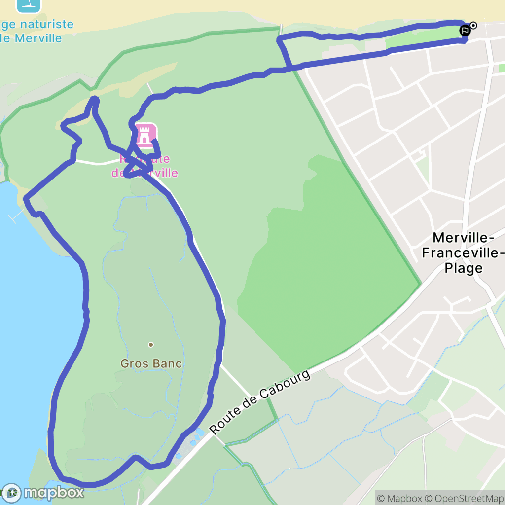Merville-Franceville-Plage : carte du parcours de randonnée - France
