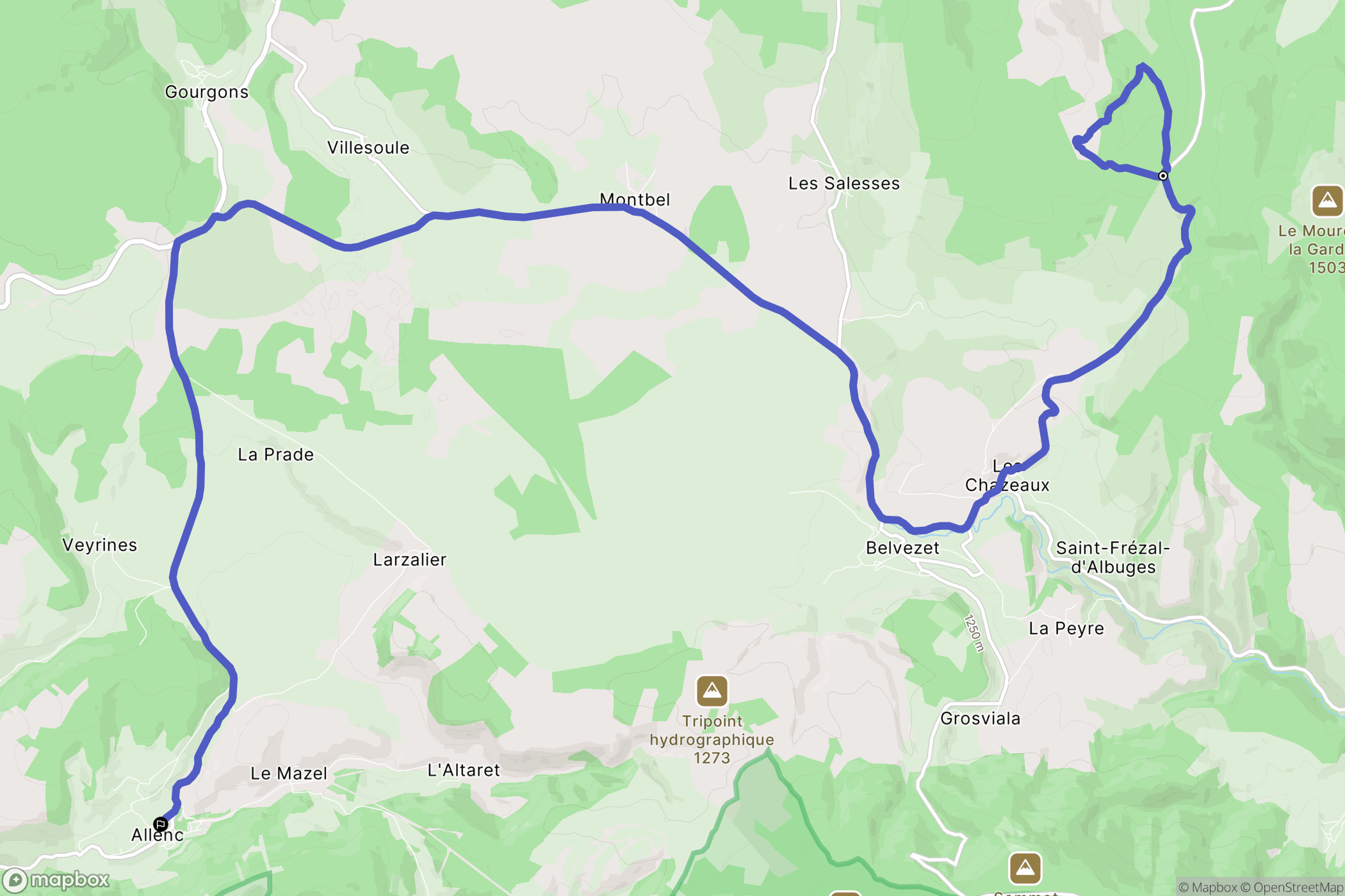 Saint-Frézal-d'Albuges : carte du parcours de randonnée - France