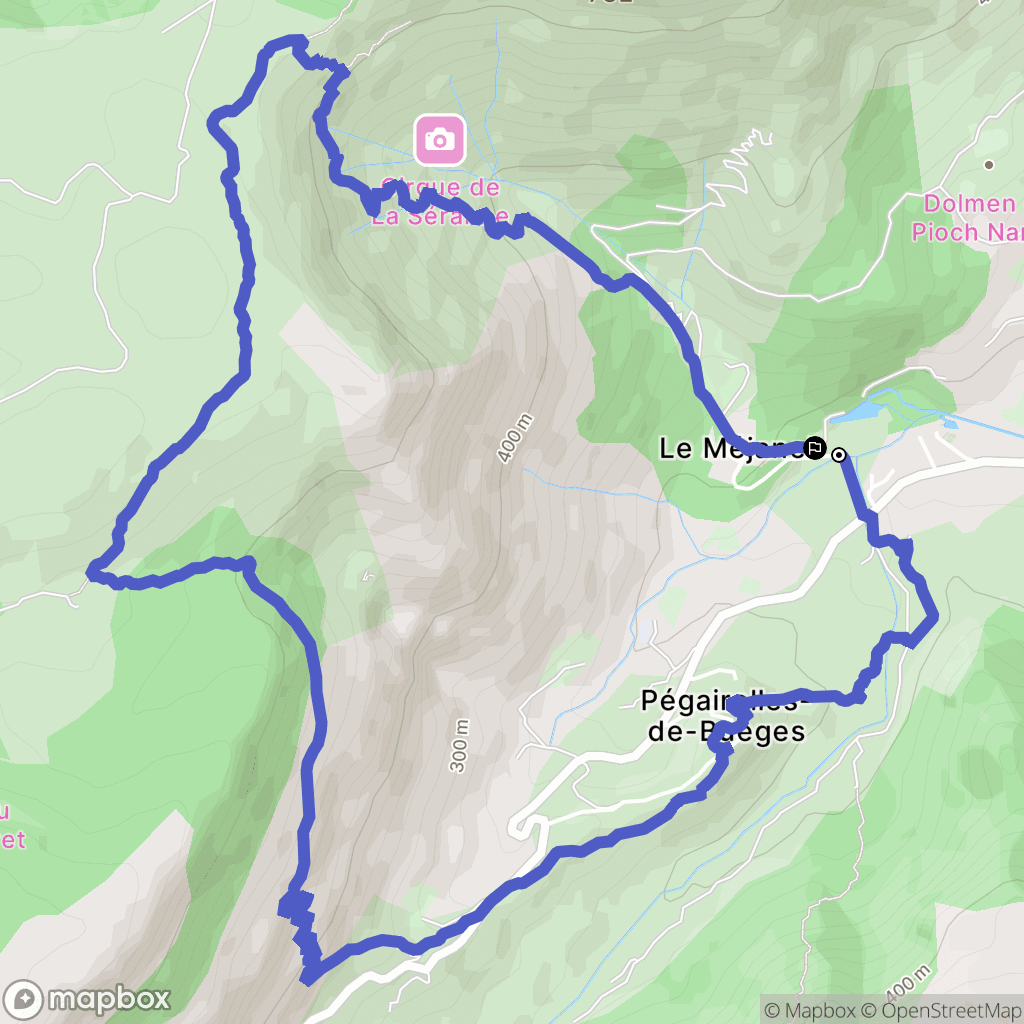 Pégairolles-de-Buèges : carte du parcours de randonnée - France