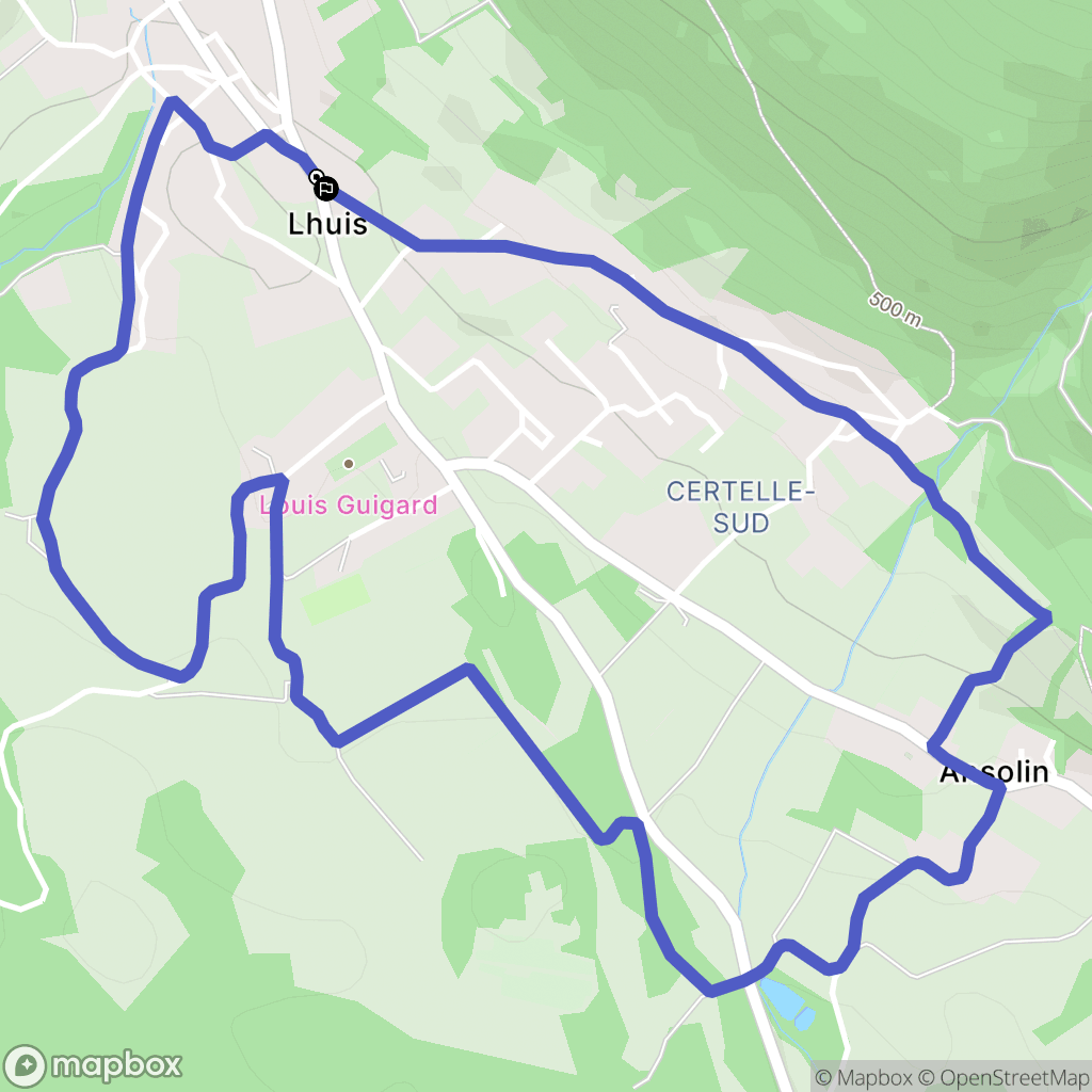 Lhuis : carte du parcours de randonnée - France