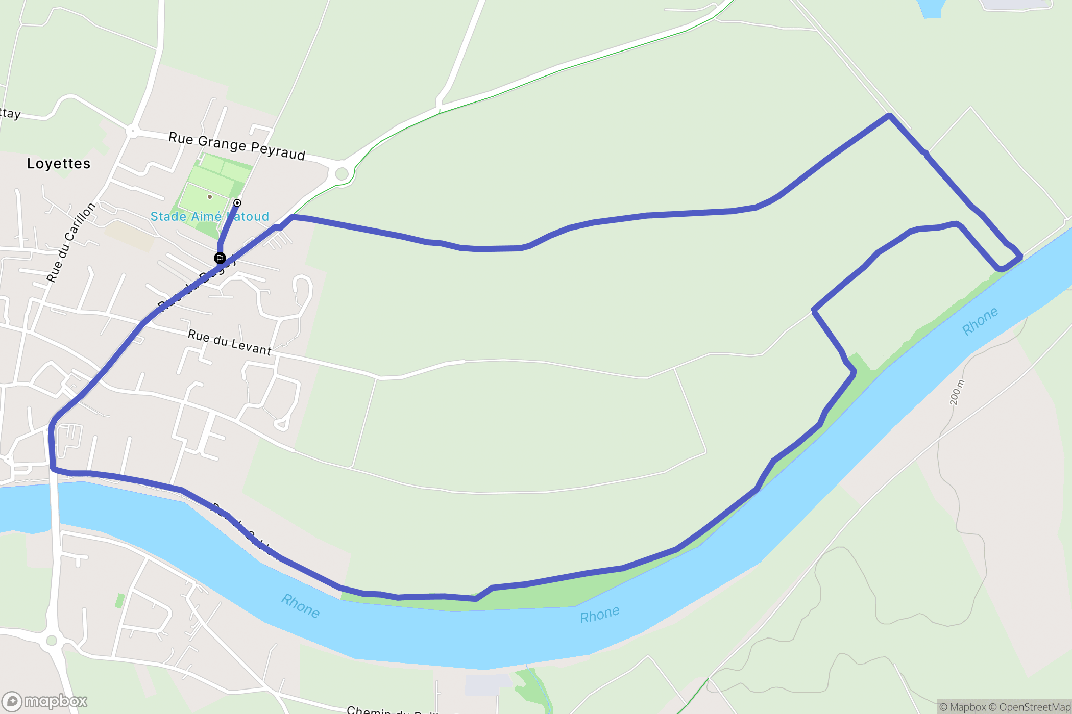 Loyettes : carte du parcours de randonnée - France