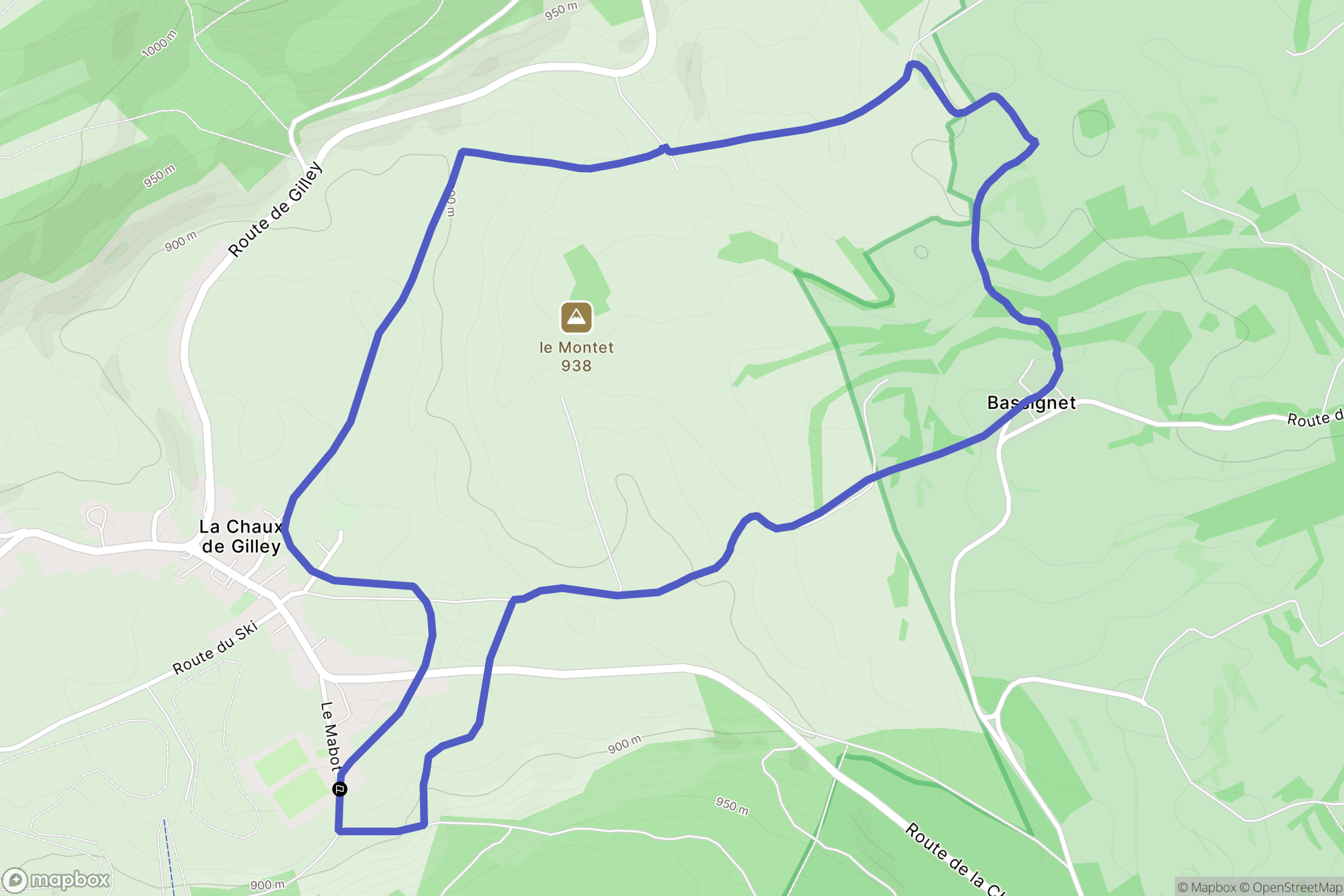 La Chaux : carte du parcours de randonnée - France