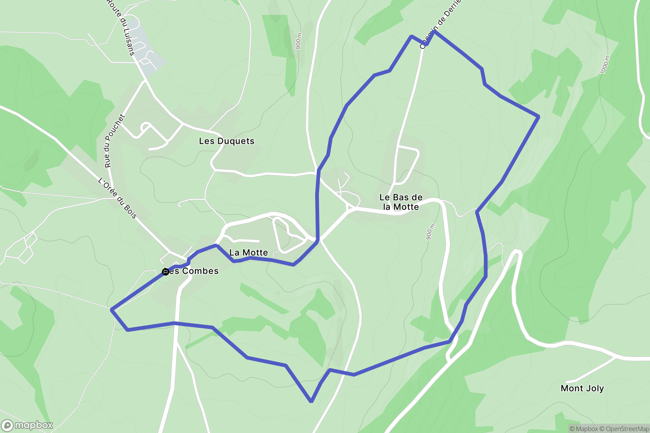 Les Combes : carte du parcours de randonnée - France