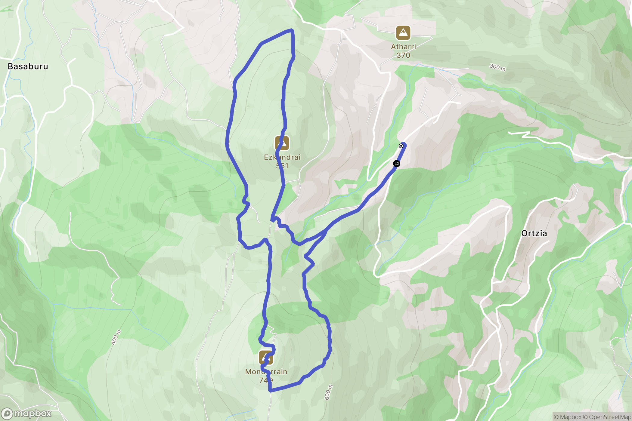 Itxassou : carte du parcours de randonnée - France