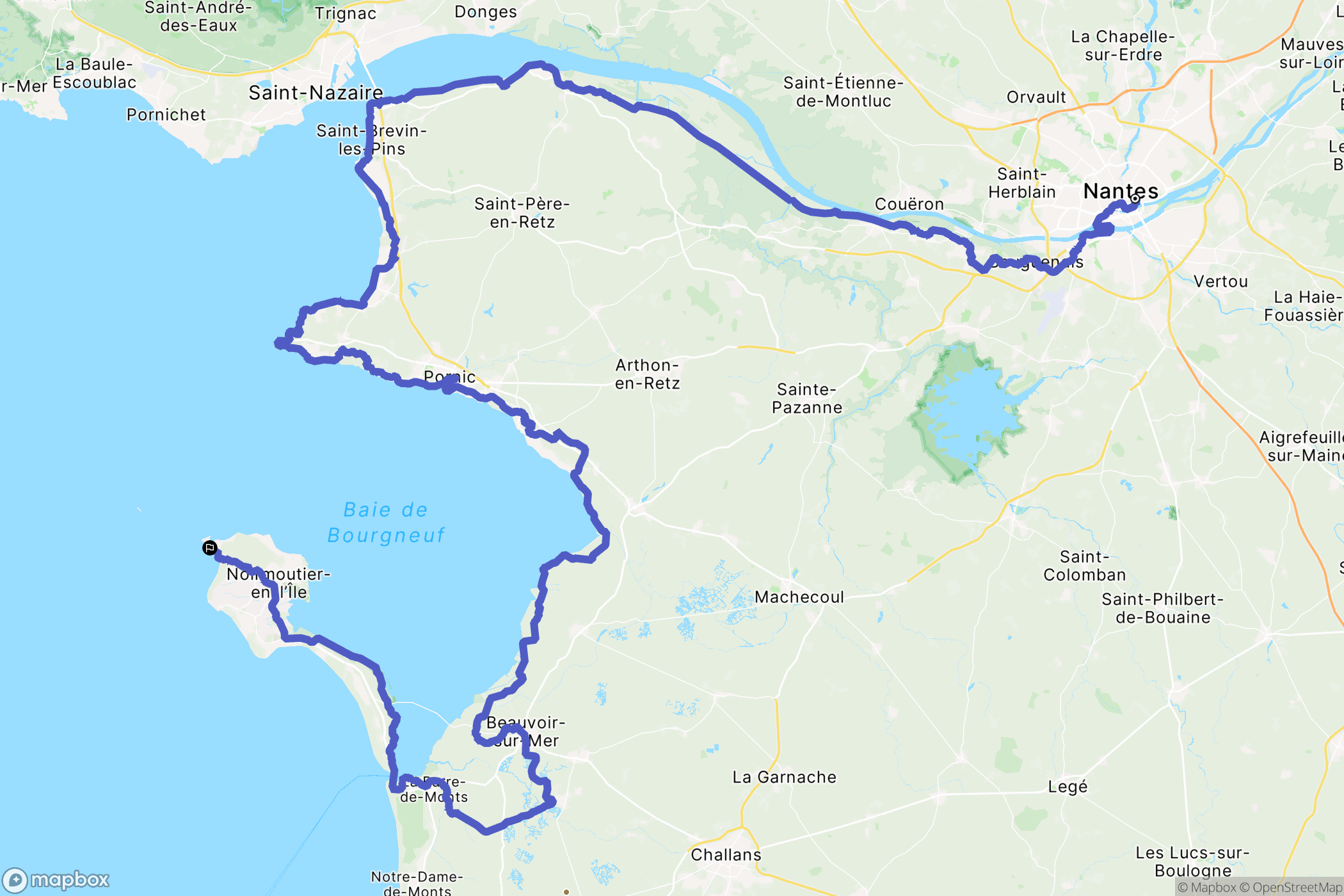 Nantes : carte du parcours de randonnée - France
