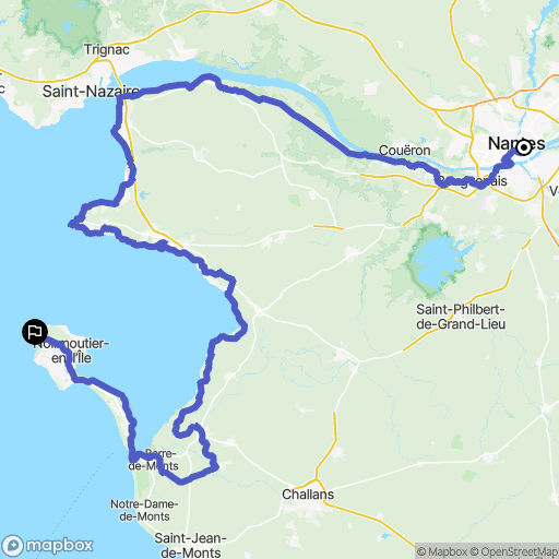 Nantes : carte du parcours de randonnée - France