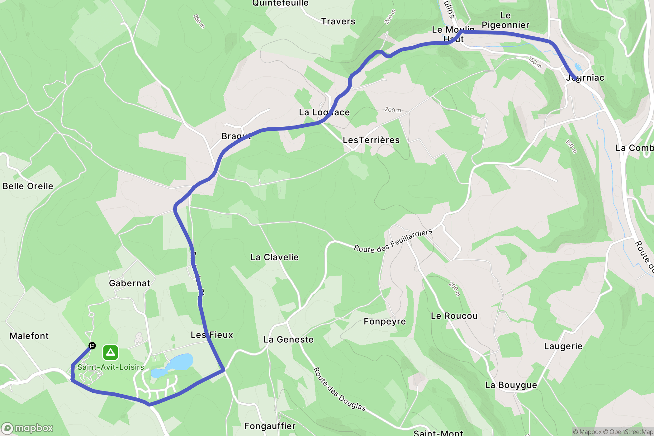 Journiac : carte du parcours de randonnée - France