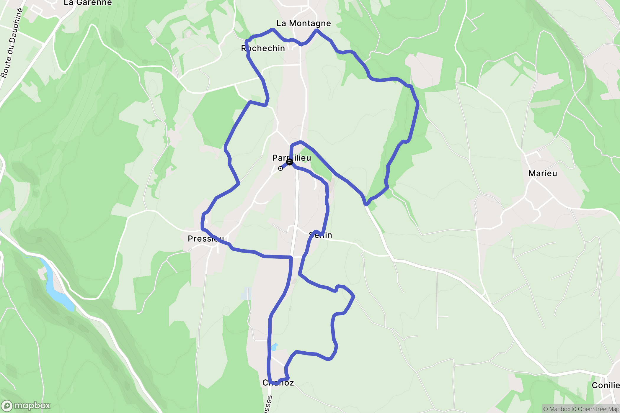 Parmilieu : carte du parcours de randonnée - France