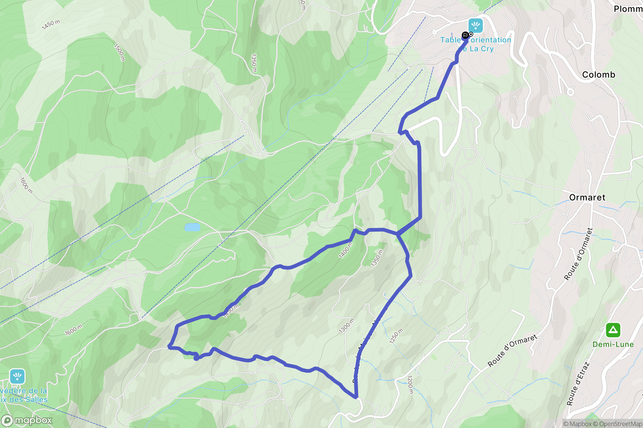 Combloux : carte du parcours de randonnée - France