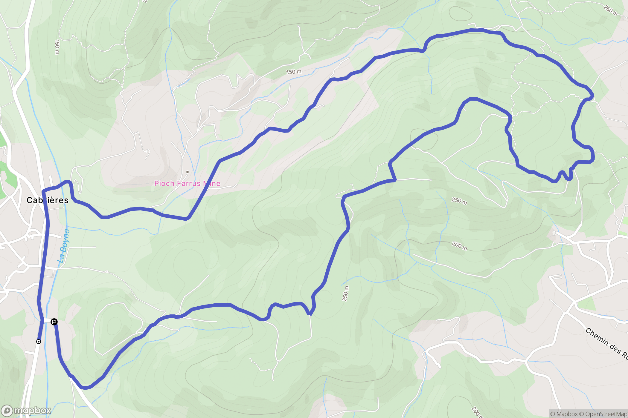 Cabrières : carte du parcours de randonnée - France