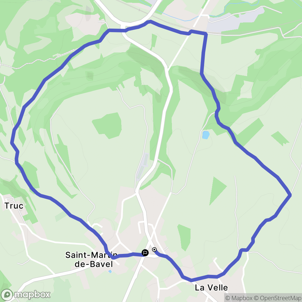 Saint-Martin-de-Bavel : carte du parcours de randonnée - France