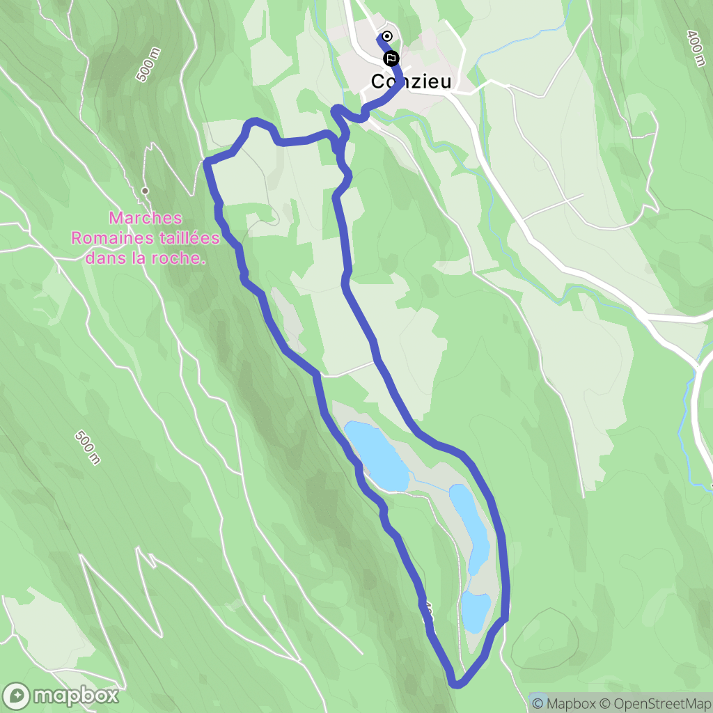 Conzieu : carte du parcours de randonnée - France