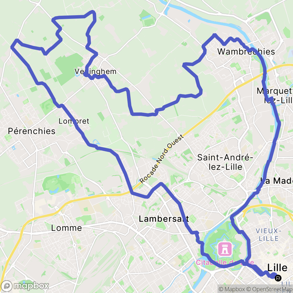 Lille : carte du parcours de randonnée - France