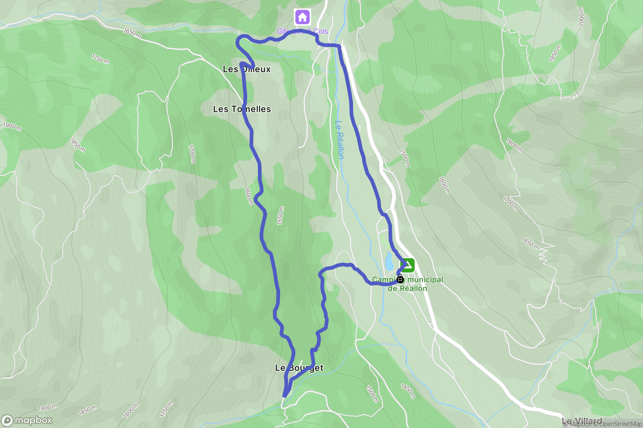 Réallon : carte du parcours de randonnée - France