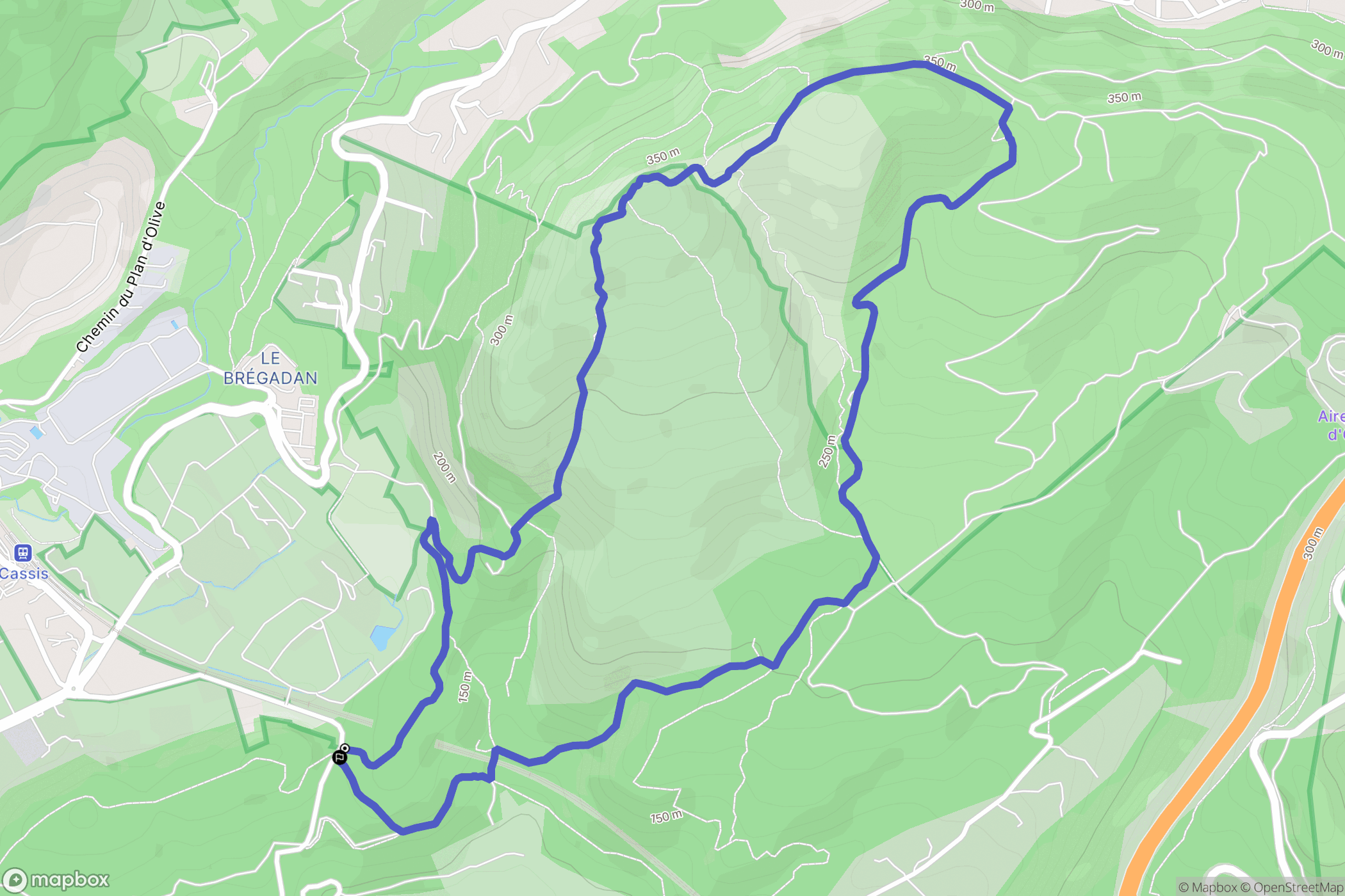 Cassis : carte du parcours de randonnée - France